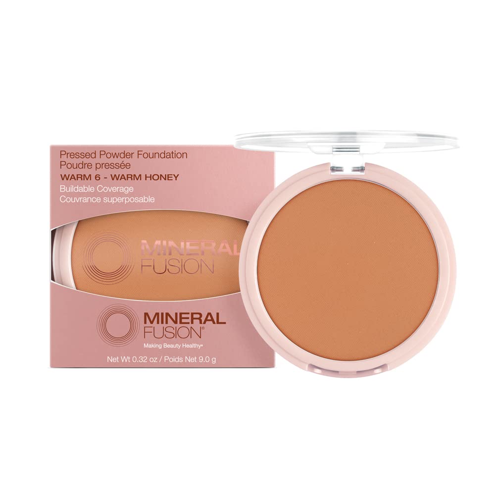 Mineral Fusion Pressed Powder Foundation, Neutral 4 - Med Skin w/Neutral Undertones, Age Defying Foundation Makeup with Matte Finish, Talc Free Face Powder, Hypoallergenic, Cruelty-Free, 0.32 Oz