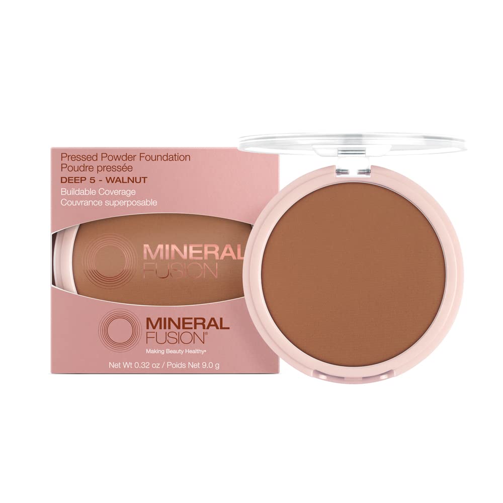 Mineral Fusion Pressed Powder Foundation, Neutral 4 - Med Skin w/Neutral Undertones, Age Defying Foundation Makeup with Matte Finish, Talc Free Face Powder, Hypoallergenic, Cruelty-Free, 0.32 Oz