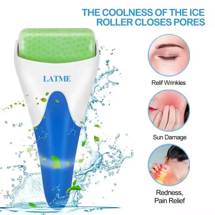 LATME Ice Roller for Face Eyes,Womens Gifts,Face Massager Roller Puffiness Migraine Pain Relief and Minor Injury (Green)