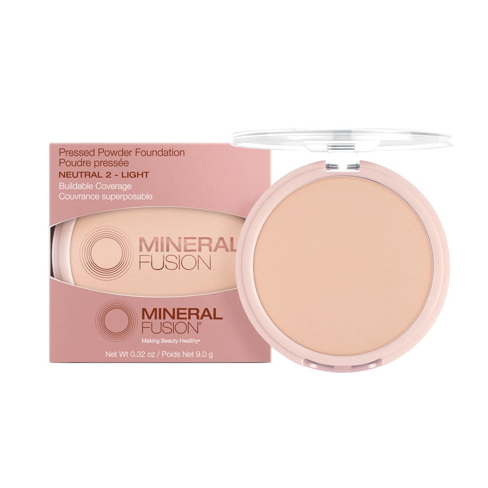 Mineral Fusion Pressed Powder Foundation, Neutral 4 - Med Skin w/Neutral Undertones, Age Defying Foundation Makeup with Matte Finish, Talc Free Face Powder, Hypoallergenic, Cruelty-Free, 0.32 Oz