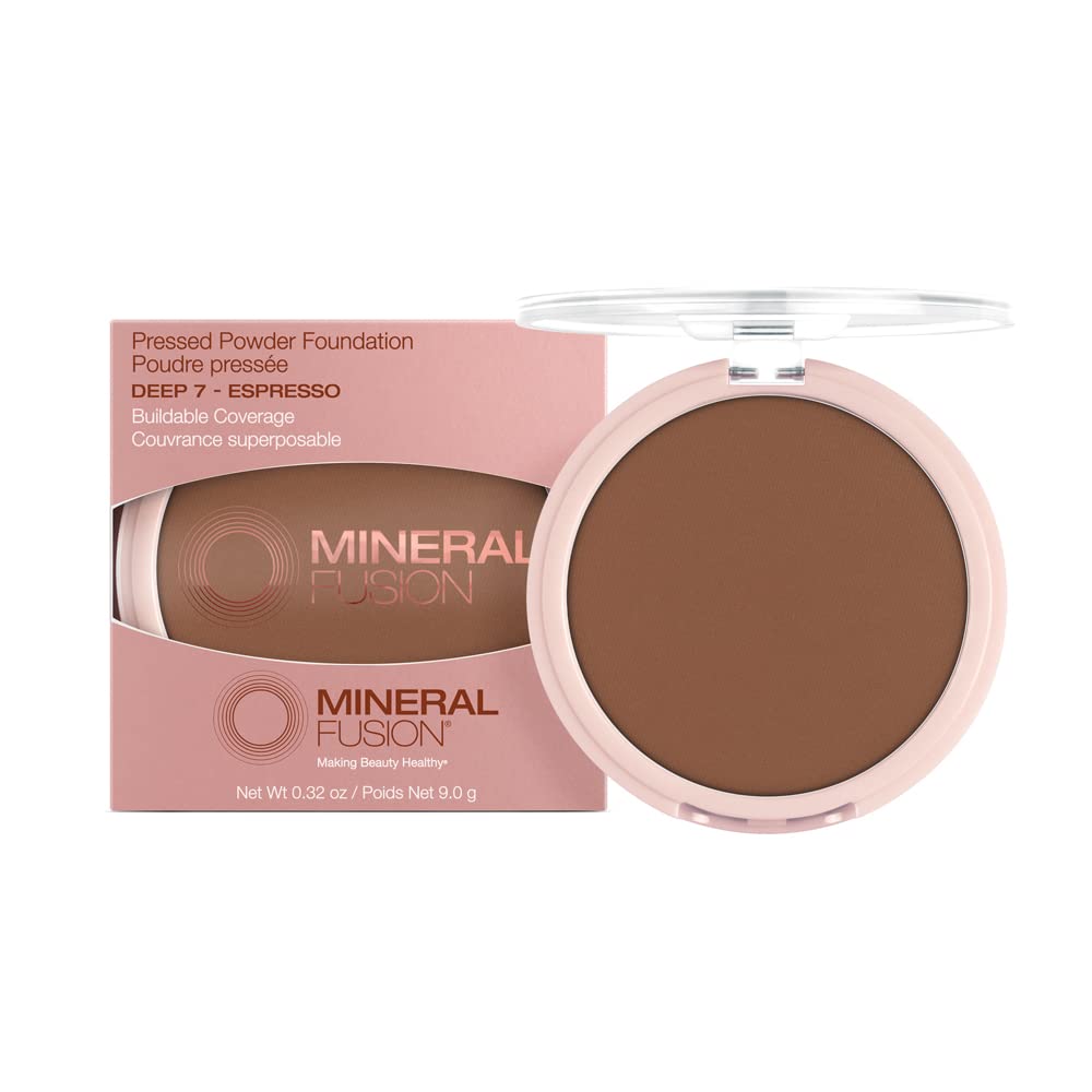 Mineral Fusion Pressed Powder Foundation, Neutral 4 - Med Skin w/Neutral Undertones, Age Defying Foundation Makeup with Matte Finish, Talc Free Face Powder, Hypoallergenic, Cruelty-Free, 0.32 Oz