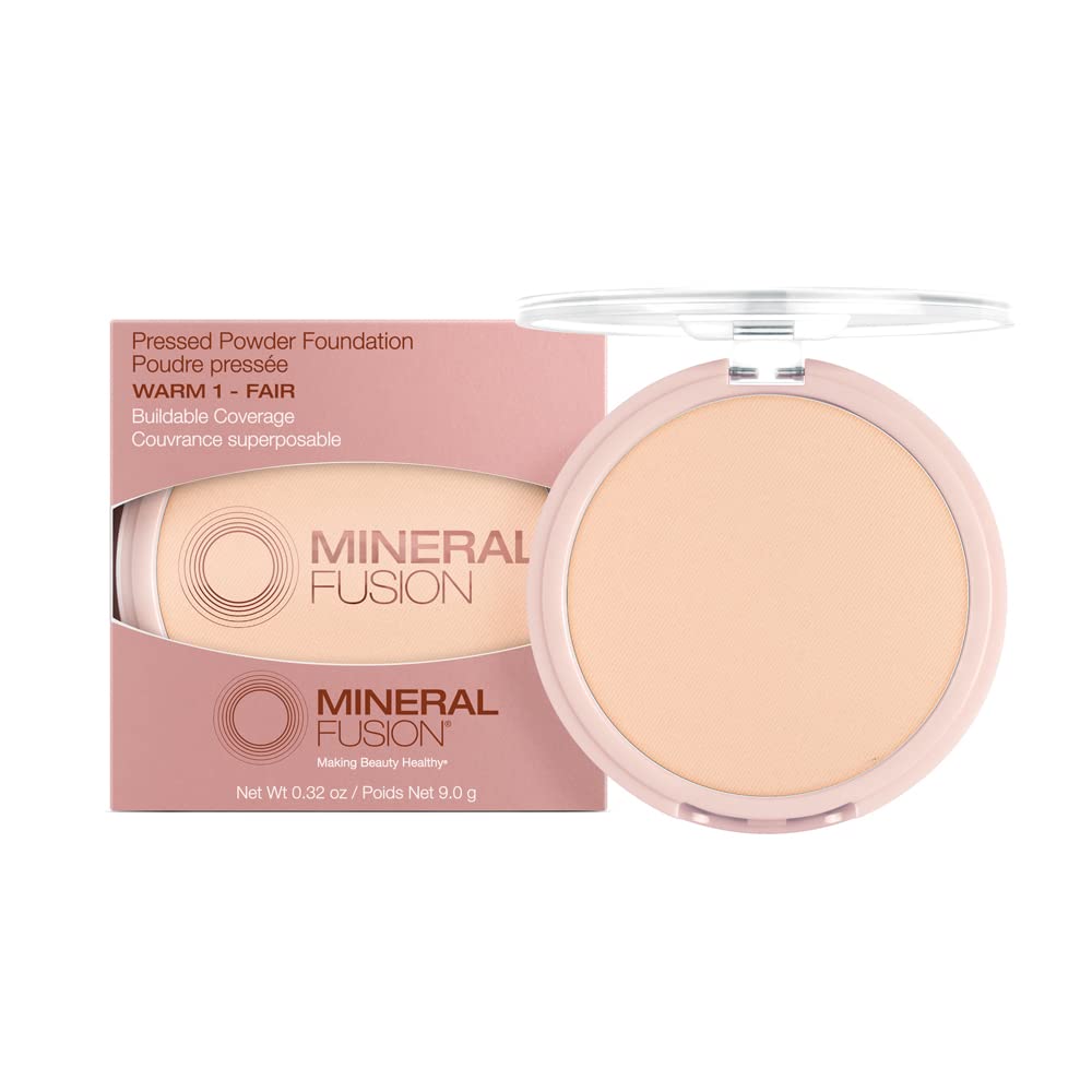 Mineral Fusion Pressed Powder Foundation, Neutral 4 - Med Skin w/Neutral Undertones, Age Defying Foundation Makeup with Matte Finish, Talc Free Face Powder, Hypoallergenic, Cruelty-Free, 0.32 Oz