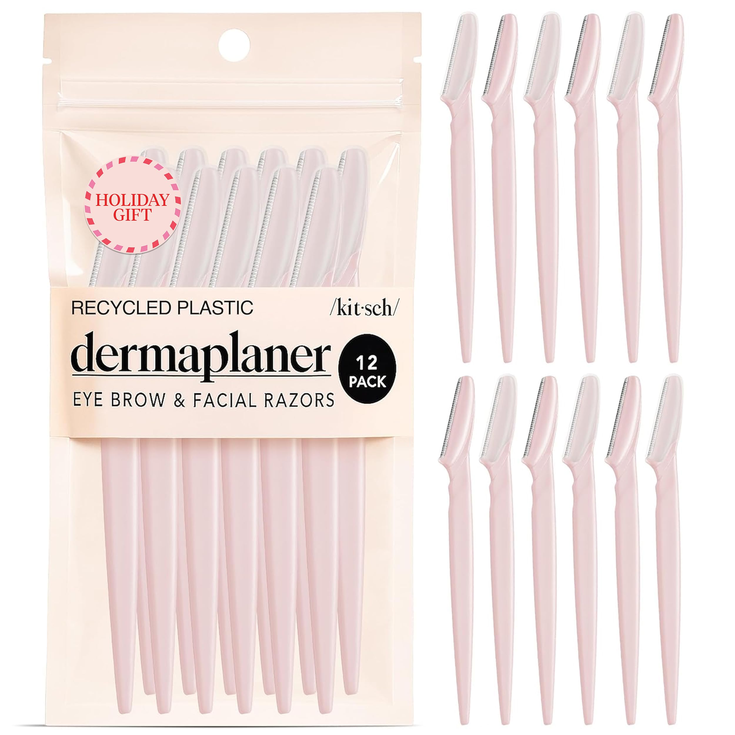 Kitsch Dermaplane Razor for Women Face – Face Razors for Women & Men, Eyebrow Trimmer & Face Shaver – Exfoliating Facial Razor & Skin Care Tool for Smoother Skin - Black, 12 pcs