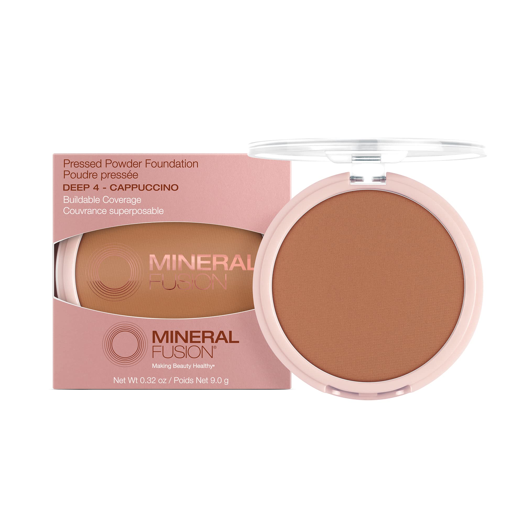 Mineral Fusion Pressed Powder Foundation, Neutral 4 - Med Skin w/Neutral Undertones, Age Defying Foundation Makeup with Matte Finish, Talc Free Face Powder, Hypoallergenic, Cruelty-Free, 0.32 Oz
