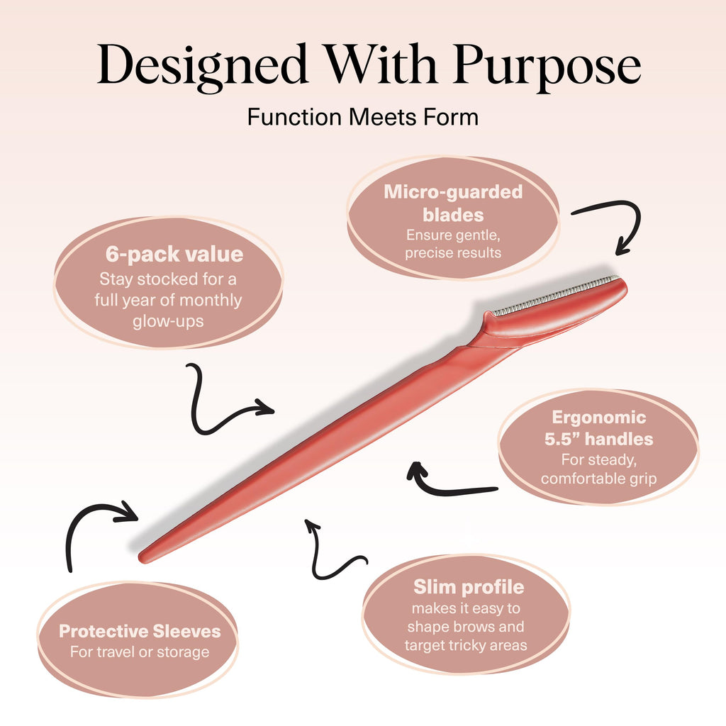 Kitsch Dermaplane Razor for Women Face – Face Razors for Women & Men, Eyebrow Trimmer & Face Shaver – Exfoliating Facial Razor & Skin Care Tool for Smoother Skin - Black, 12 pcs