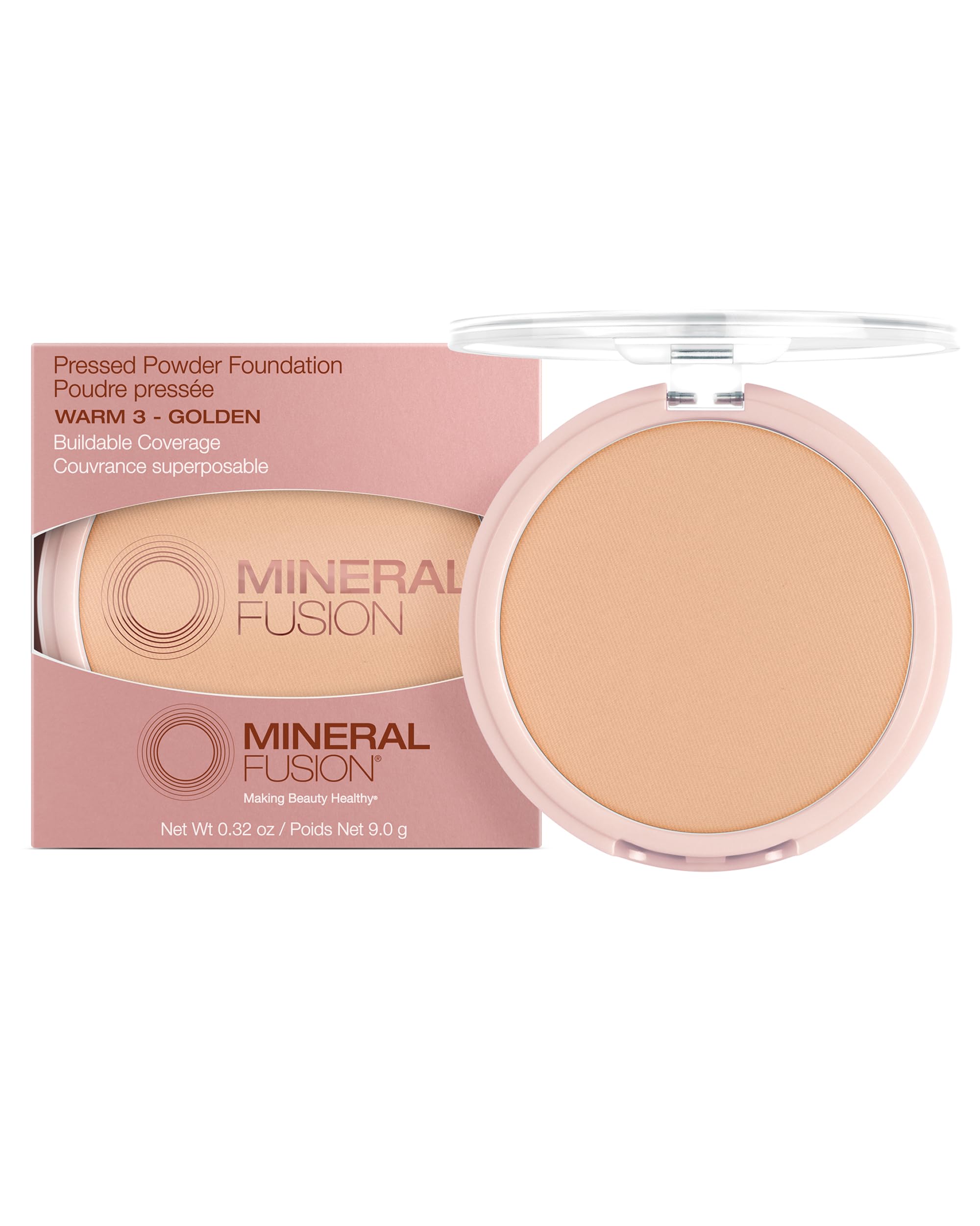 Mineral Fusion Pressed Powder Foundation, Neutral 4 - Med Skin w/Neutral Undertones, Age Defying Foundation Makeup with Matte Finish, Talc Free Face Powder, Hypoallergenic, Cruelty-Free, 0.32 Oz