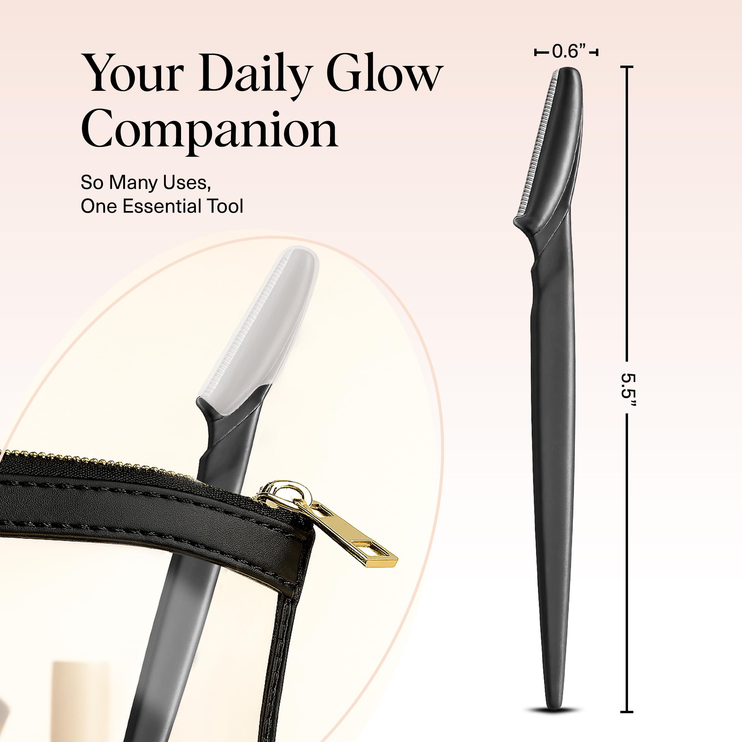 Kitsch Dermaplane Razor for Women Face – Face Razors for Women & Men, Eyebrow Trimmer & Face Shaver – Exfoliating Facial Razor & Skin Care Tool for Smoother Skin - Black, 12 pcs