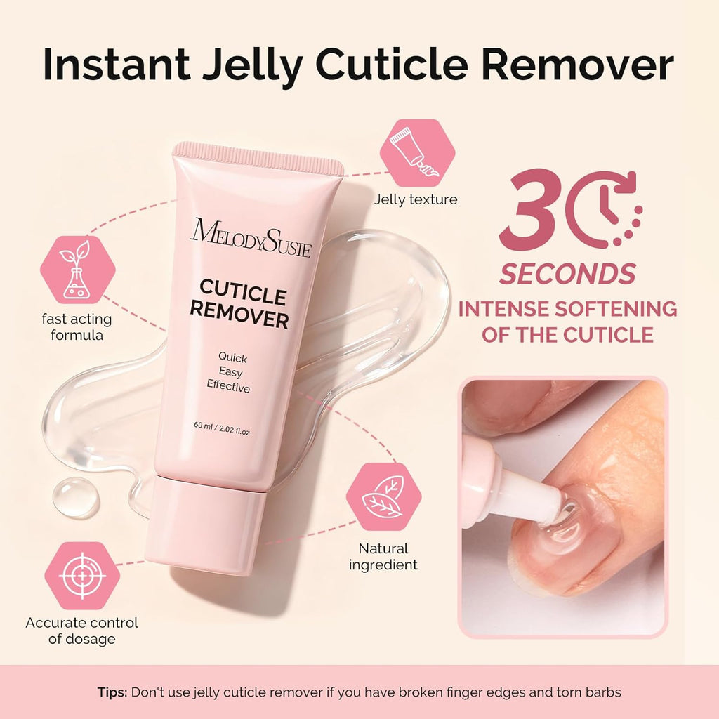 MelodySusie Cuticle Remover Kit,60g Cuticle Remover Cream 15ML Cuticle Oil,Cuticle Nipper Trimmer Pusher, Nail File and Brush for Cuticle Softener & Moisturize Manicure Kit for Nail Care