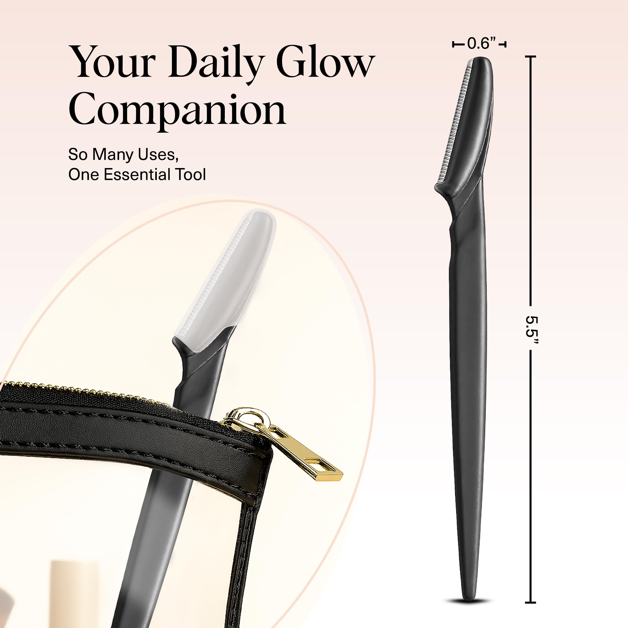 Kitsch Dermaplane Razor for Women Face – Face Razors for Women & Men, Eyebrow Trimmer & Face Shaver – Exfoliating Facial Razor & Skin Care Tool for Smoother Skin - Black, 12 pcs