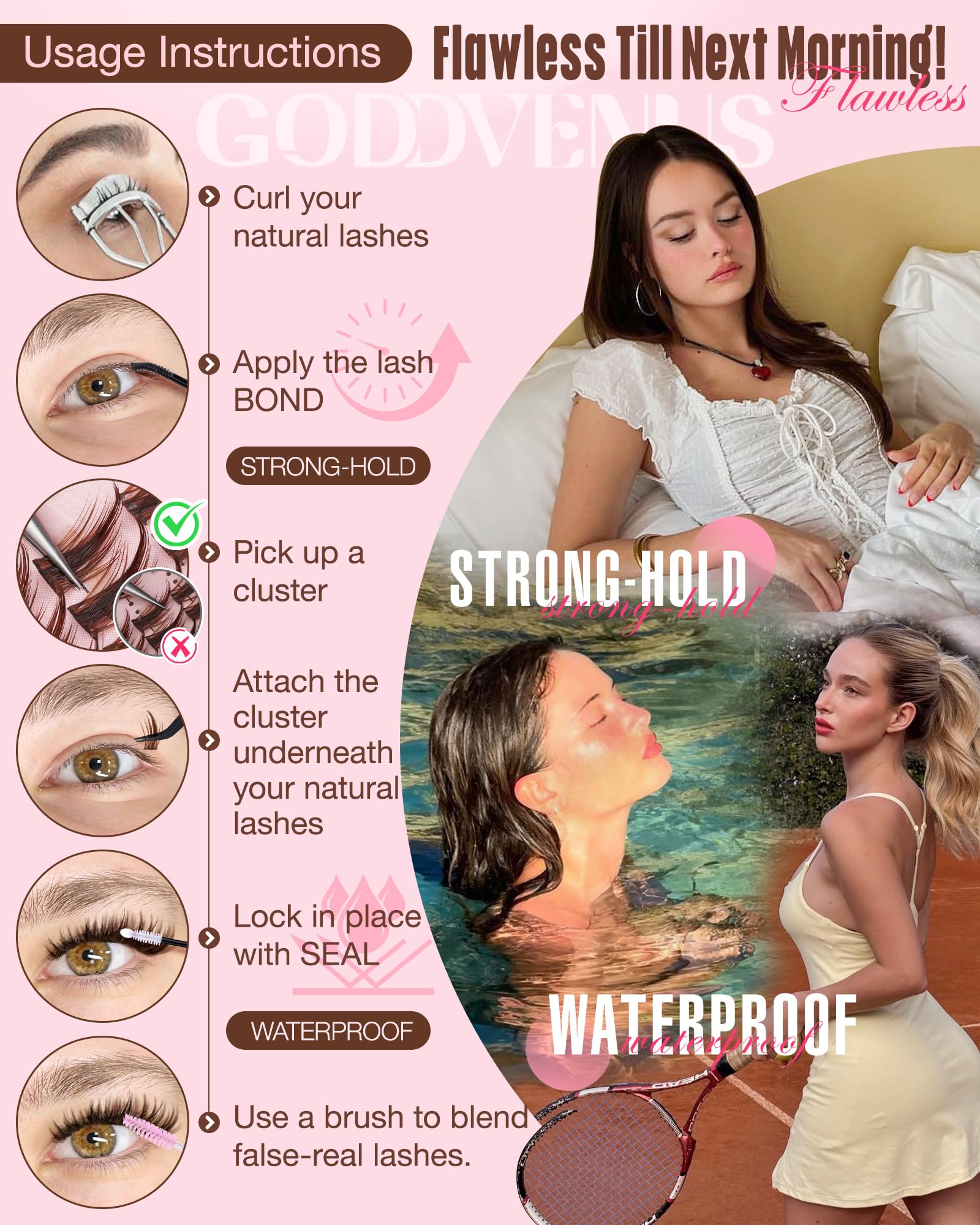 250Pcs Natural Lash Clusters Kit Cluster Eyelash Extensions Kit Wispy DIY C Curl Individual Lashes Clusters With Bottom Eyelashes