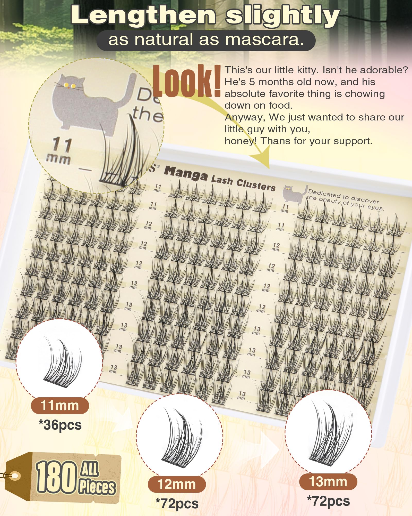 250Pcs Natural Lash Clusters Kit Cluster Eyelash Extensions Kit Wispy DIY C Curl Individual Lashes Clusters With Bottom Eyelashes