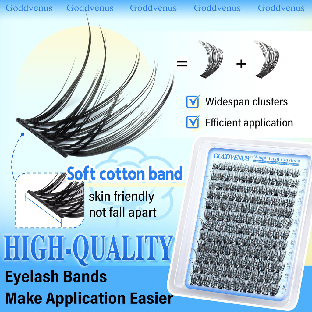 250Pcs Natural Lash Clusters Kit Cluster Eyelash Extensions Kit Wispy DIY C Curl Individual Lashes Clusters With Bottom Eyelashes