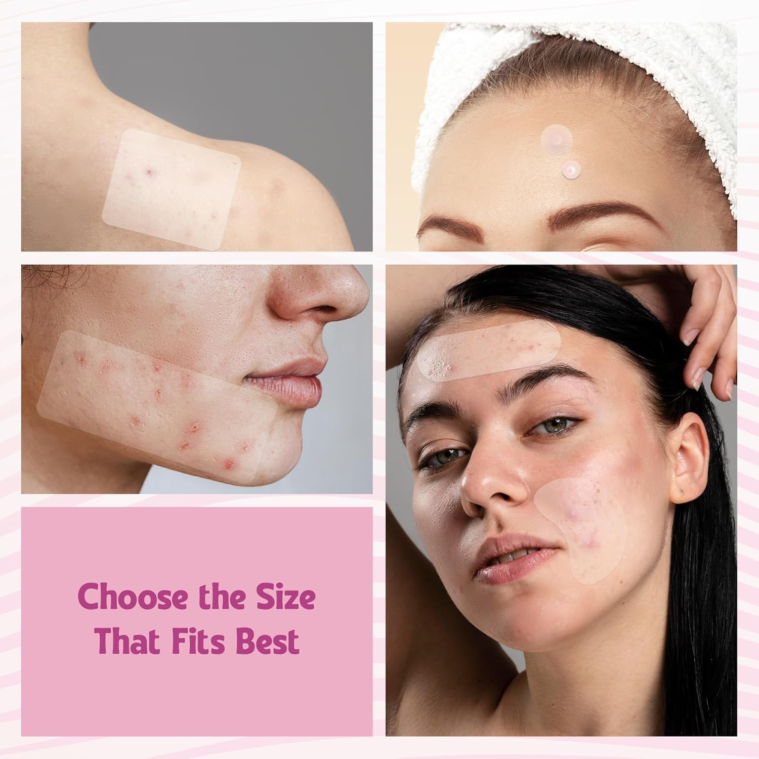 344 Pcs Large Pimple Patches for Face – 7 Sizes XL Acne Patches for Full Face, Big Hydrocolloid Bandages for Body, Chin, Forehead, Chest & Back Hydrocolloid Patch (Round, Crescent, Oval & Rectangular)