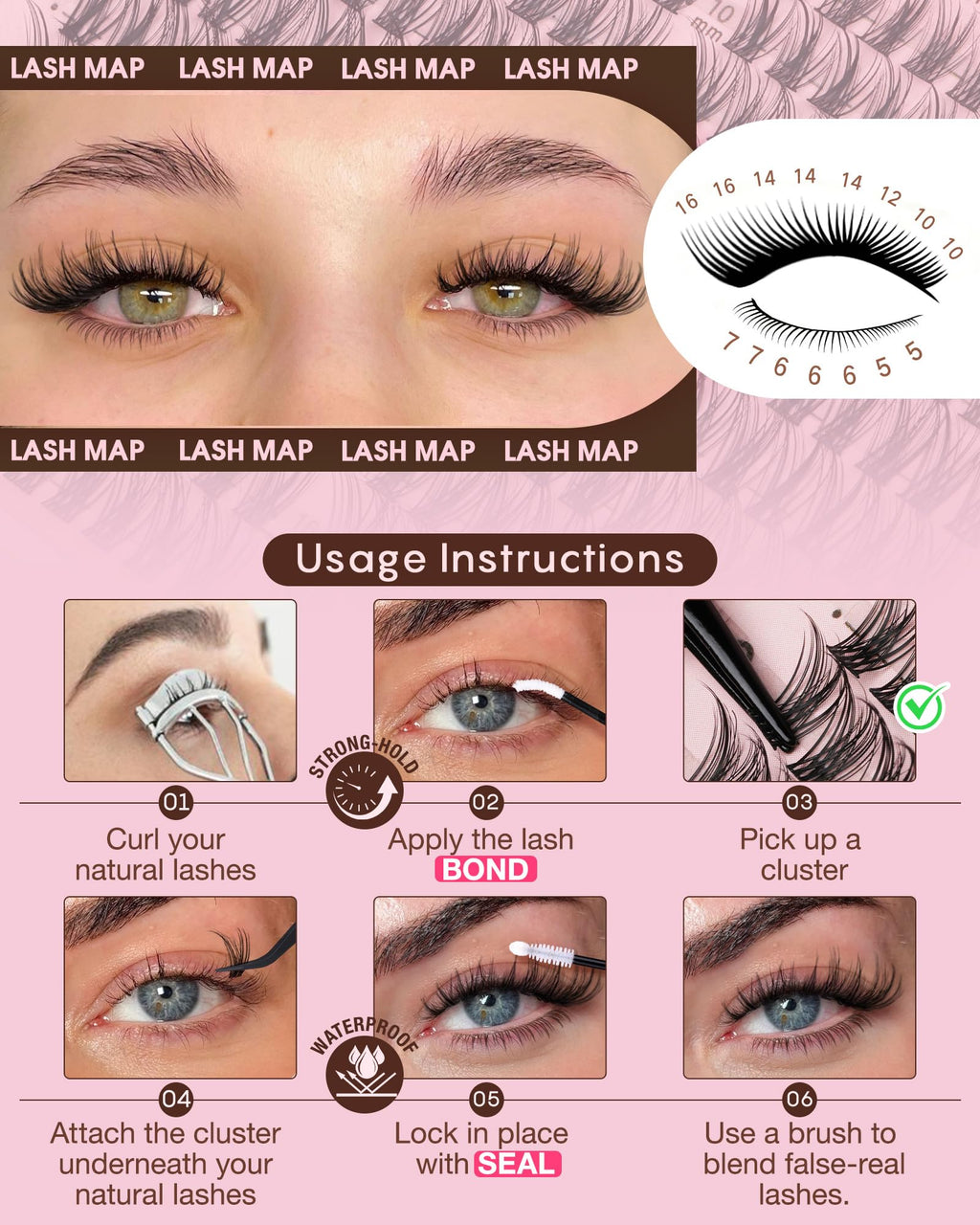 250Pcs Natural Lash Clusters Kit Cluster Eyelash Extensions Kit Wispy DIY C Curl Individual Lashes Clusters With Bottom Eyelashes