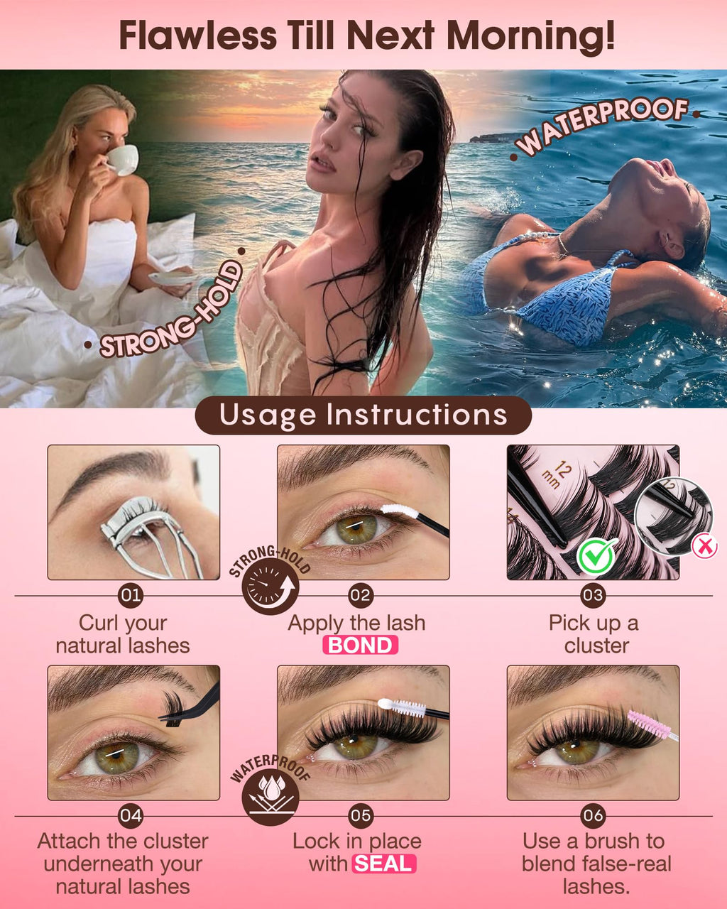 250Pcs Natural Lash Clusters Kit Cluster Eyelash Extensions Kit Wispy DIY C Curl Individual Lashes Clusters With Bottom Eyelashes