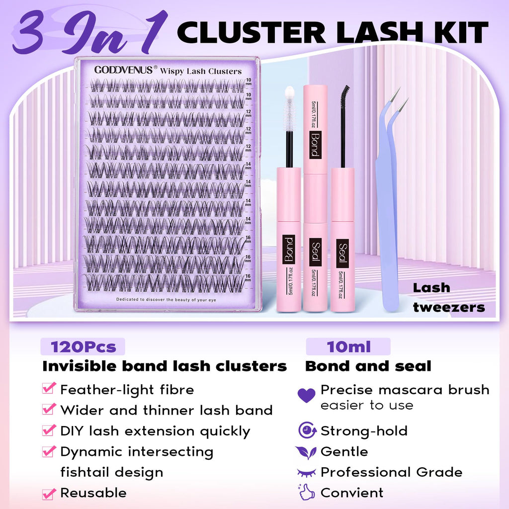 250Pcs Natural Lash Clusters Kit Cluster Eyelash Extensions Kit Wispy DIY C Curl Individual Lashes Clusters With Bottom Eyelashes