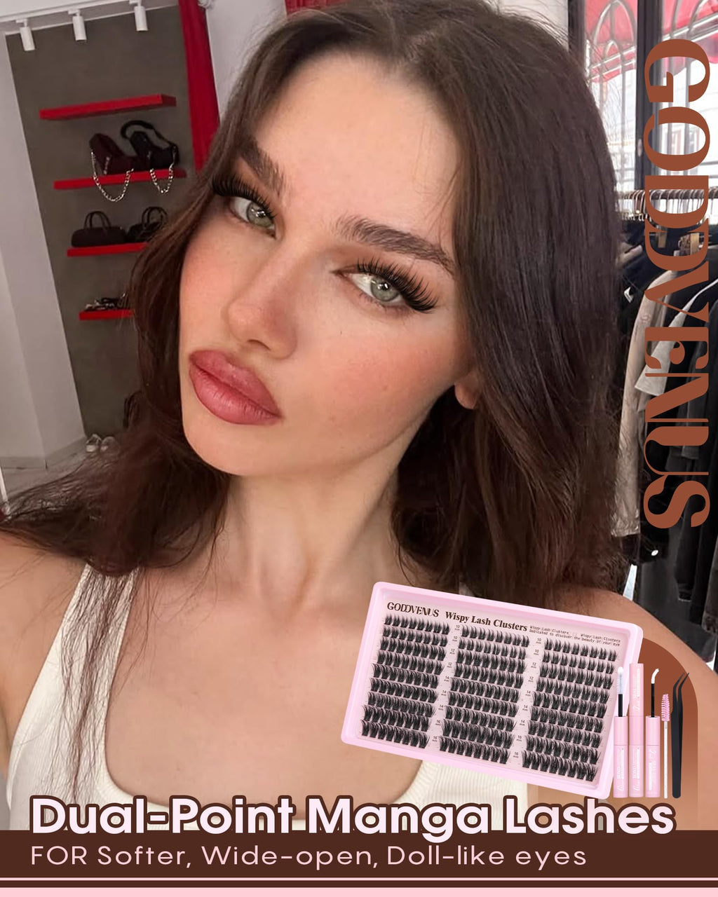 250Pcs Natural Lash Clusters Kit Cluster Eyelash Extensions Kit Wispy DIY C Curl Individual Lashes Clusters With Bottom Eyelashes