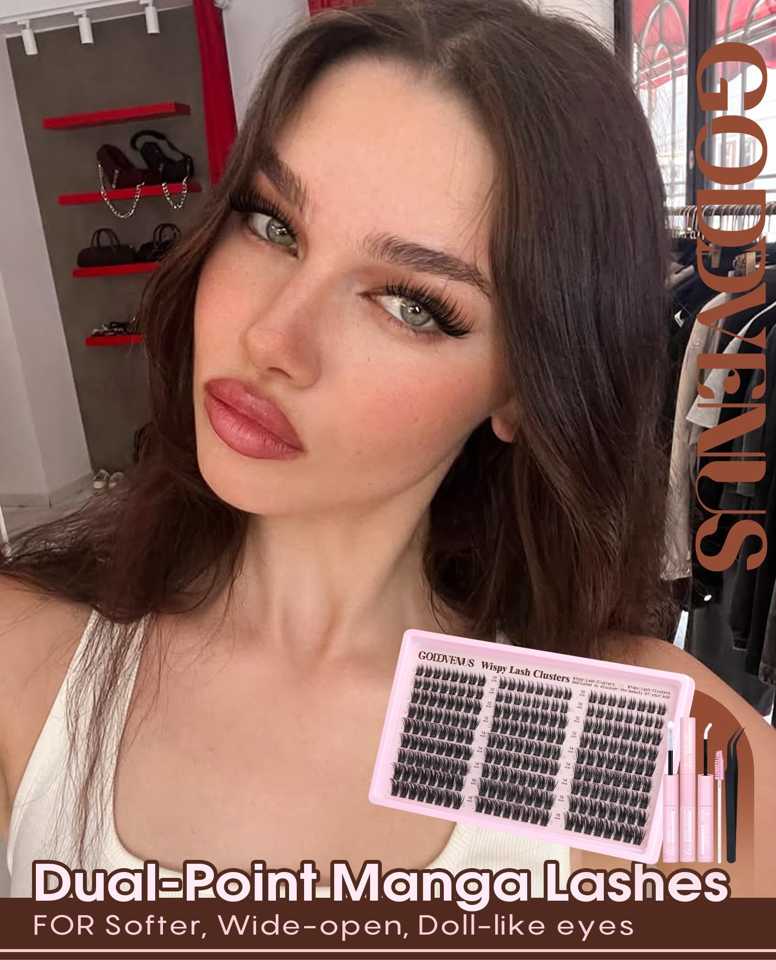 250Pcs Natural Lash Clusters Kit Cluster Eyelash Extensions Kit Wispy DIY C Curl Individual Lashes Clusters With Bottom Eyelashes