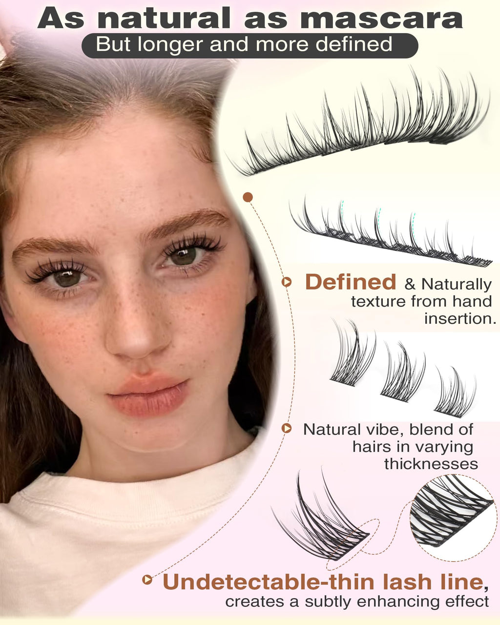 250Pcs Natural Lash Clusters Kit Cluster Eyelash Extensions Kit Wispy DIY C Curl Individual Lashes Clusters With Bottom Eyelashes