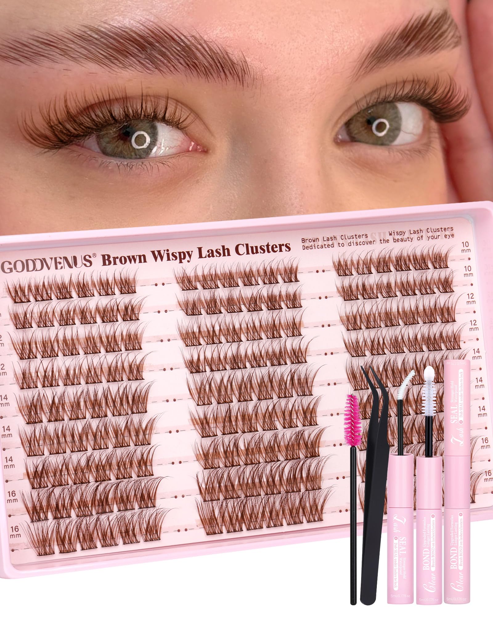 250Pcs Natural Lash Clusters Kit Cluster Eyelash Extensions Kit Wispy DIY C Curl Individual Lashes Clusters With Bottom Eyelashes