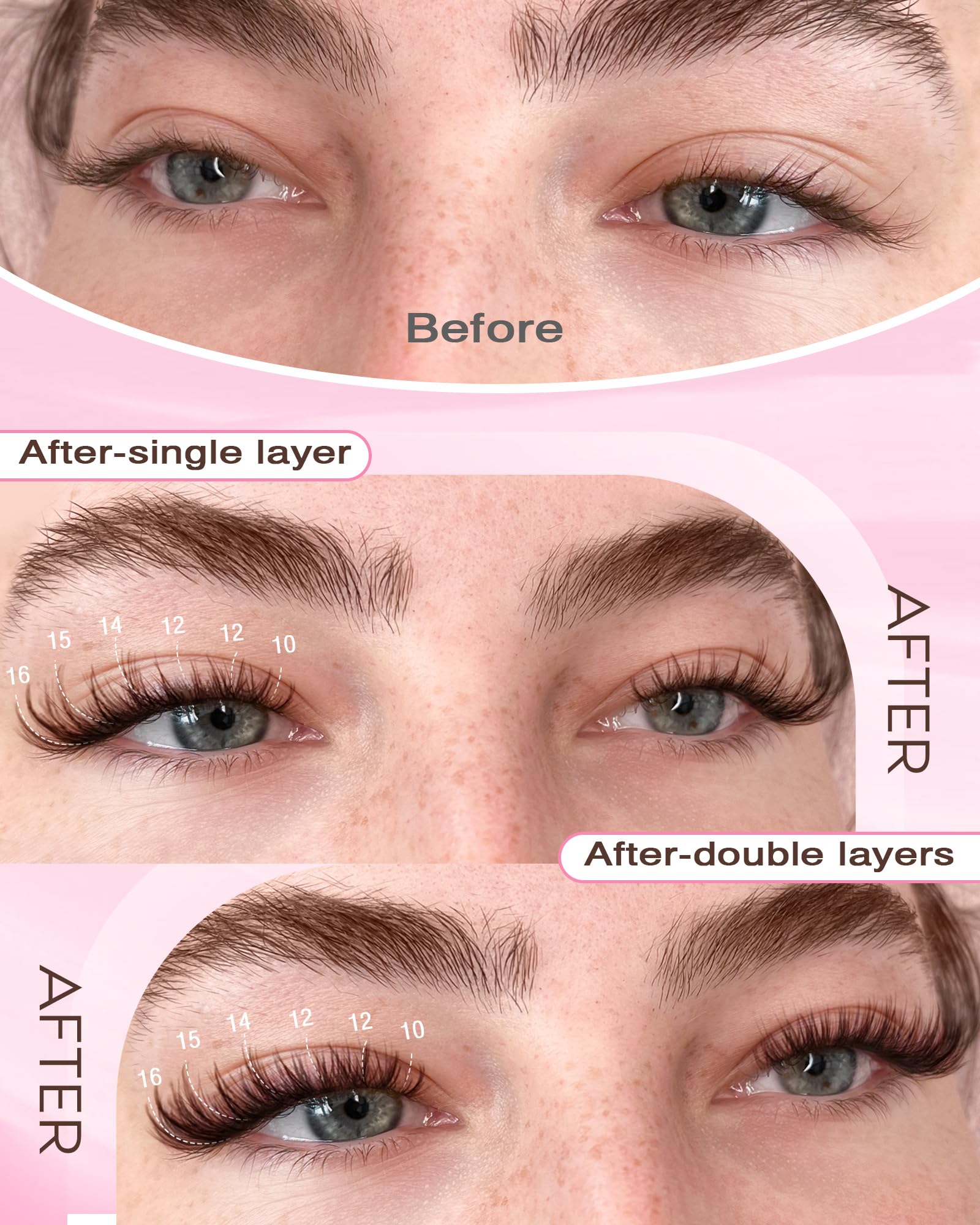 250Pcs Natural Lash Clusters Kit Cluster Eyelash Extensions Kit Wispy DIY C Curl Individual Lashes Clusters With Bottom Eyelashes