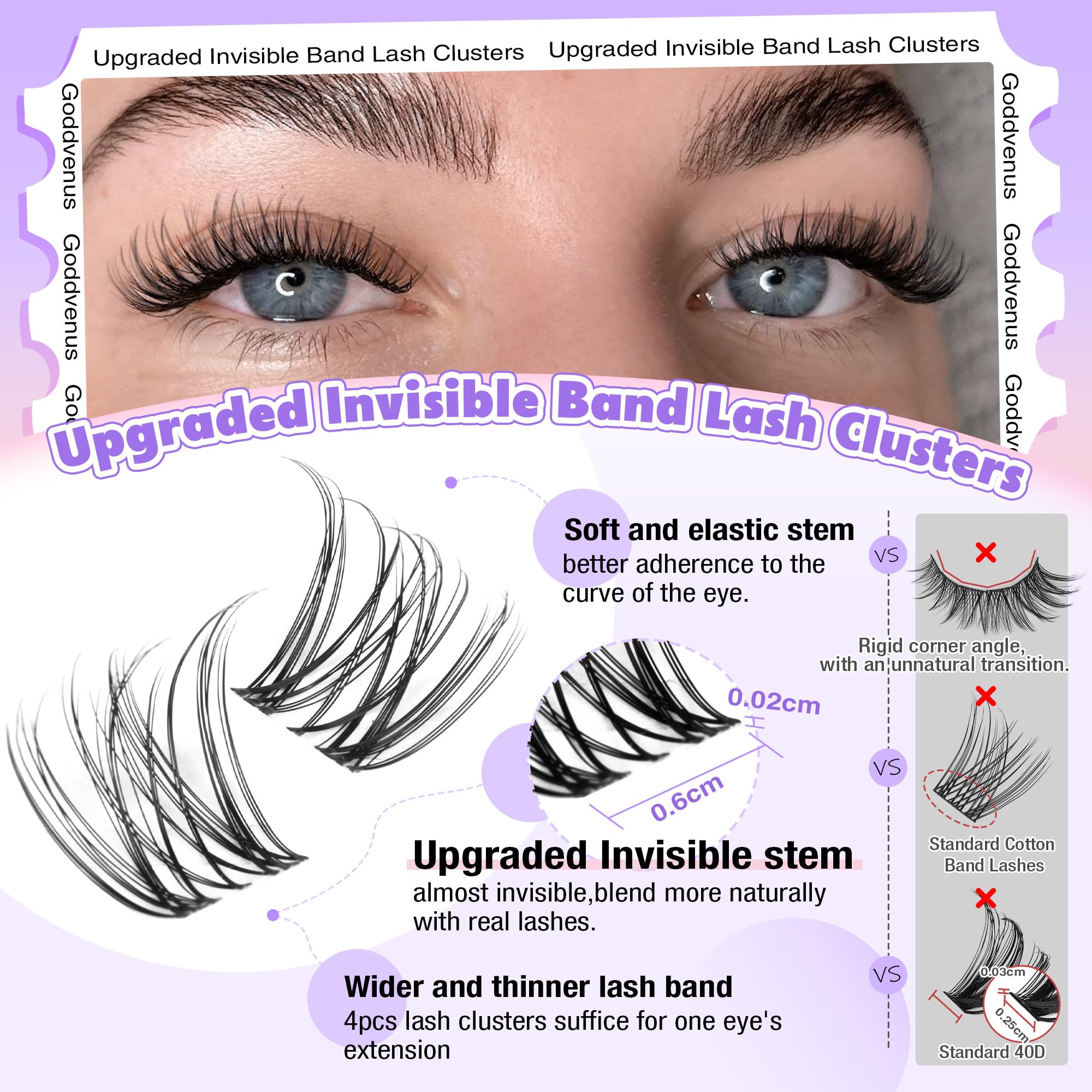 250Pcs Natural Lash Clusters Kit Cluster Eyelash Extensions Kit Wispy DIY C Curl Individual Lashes Clusters With Bottom Eyelashes