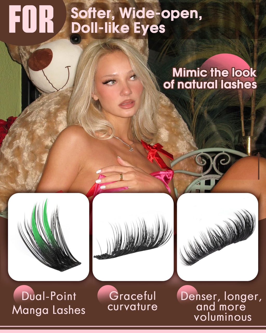 250Pcs Natural Lash Clusters Kit Cluster Eyelash Extensions Kit Wispy DIY C Curl Individual Lashes Clusters With Bottom Eyelashes