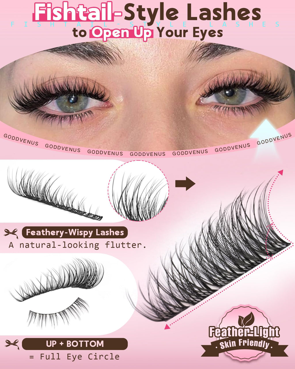 250Pcs Natural Lash Clusters Kit Cluster Eyelash Extensions Kit Wispy DIY C Curl Individual Lashes Clusters With Bottom Eyelashes