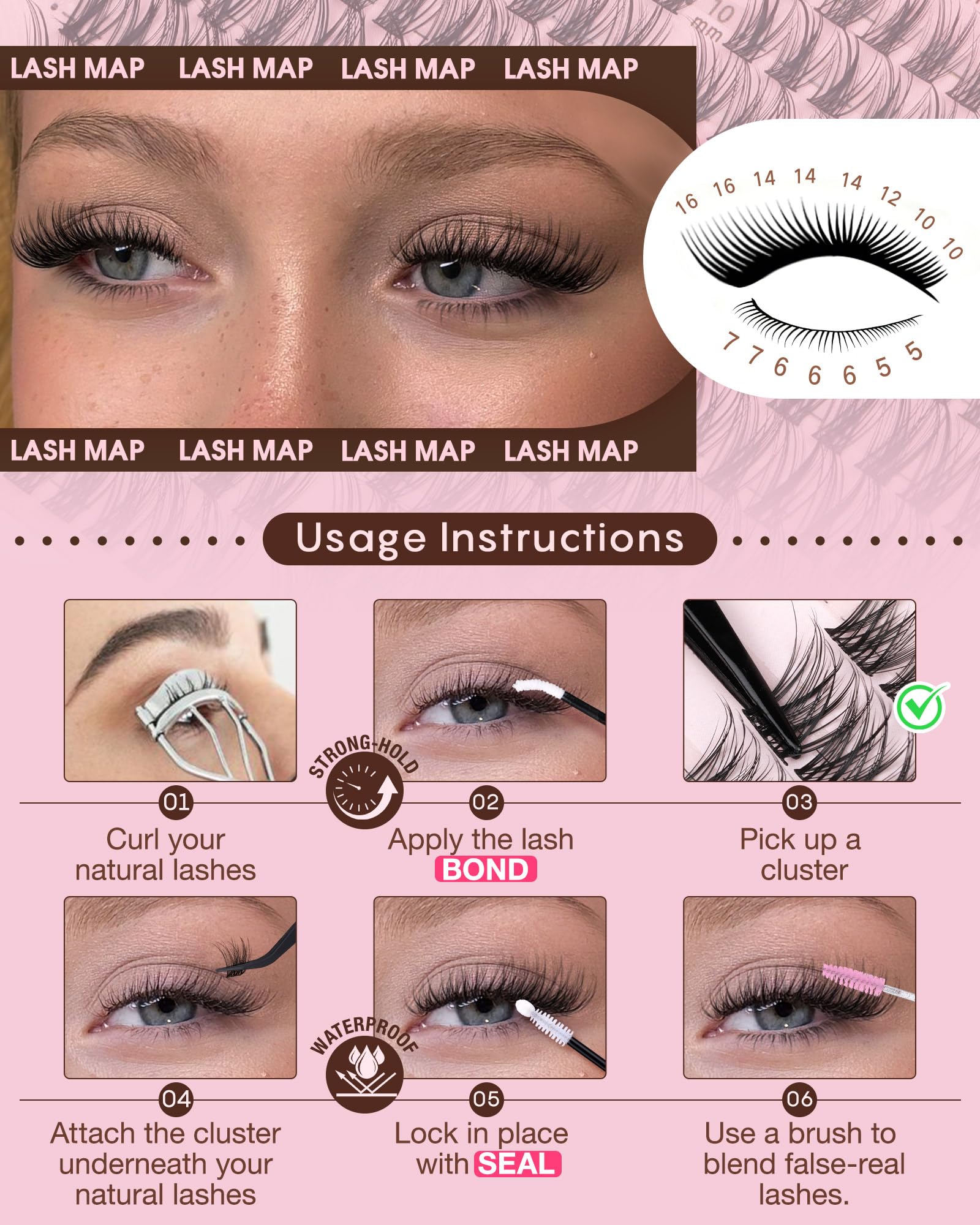 250Pcs Natural Lash Clusters Kit Cluster Eyelash Extensions Kit Wispy DIY C Curl Individual Lashes Clusters With Bottom Eyelashes