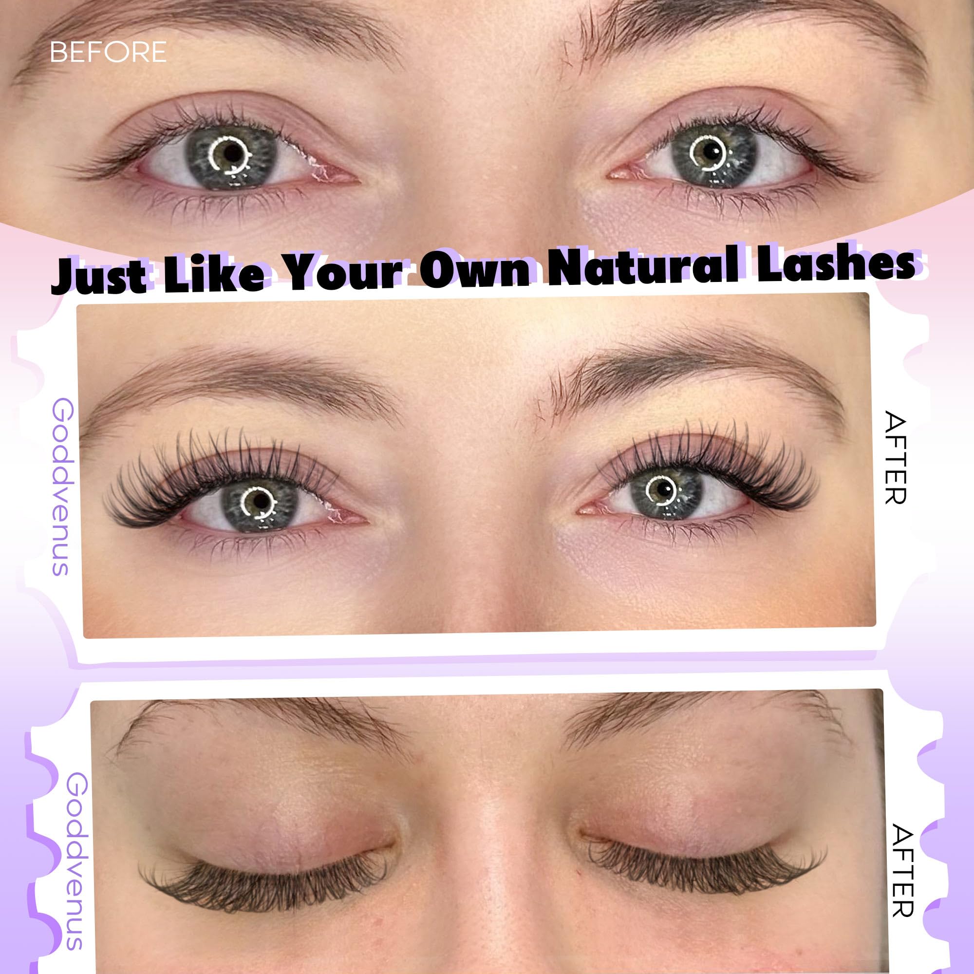 250Pcs Natural Lash Clusters Kit Cluster Eyelash Extensions Kit Wispy DIY C Curl Individual Lashes Clusters With Bottom Eyelashes