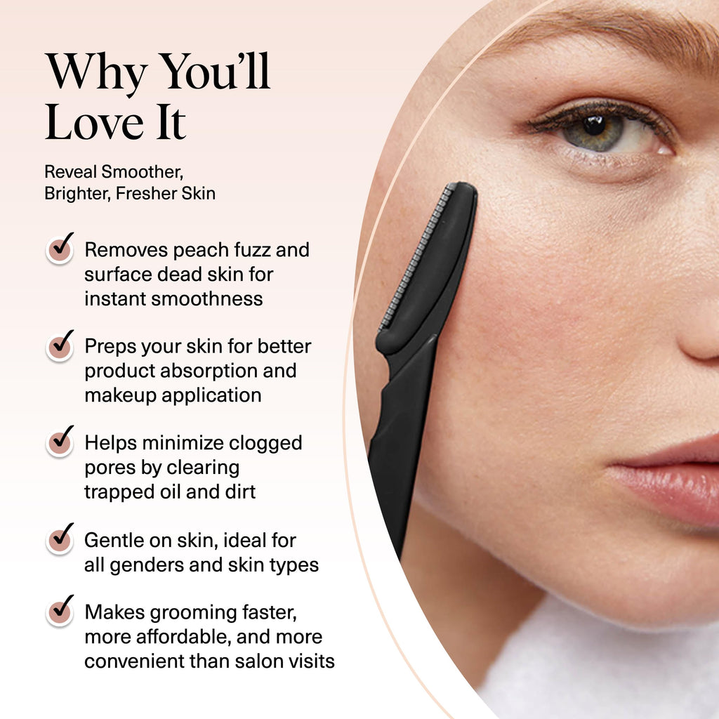 Kitsch Dermaplane Razor for Women Face – Face Razors for Women & Men, Eyebrow Trimmer & Face Shaver – Exfoliating Facial Razor & Skin Care Tool for Smoother Skin - Black, 12 pcs