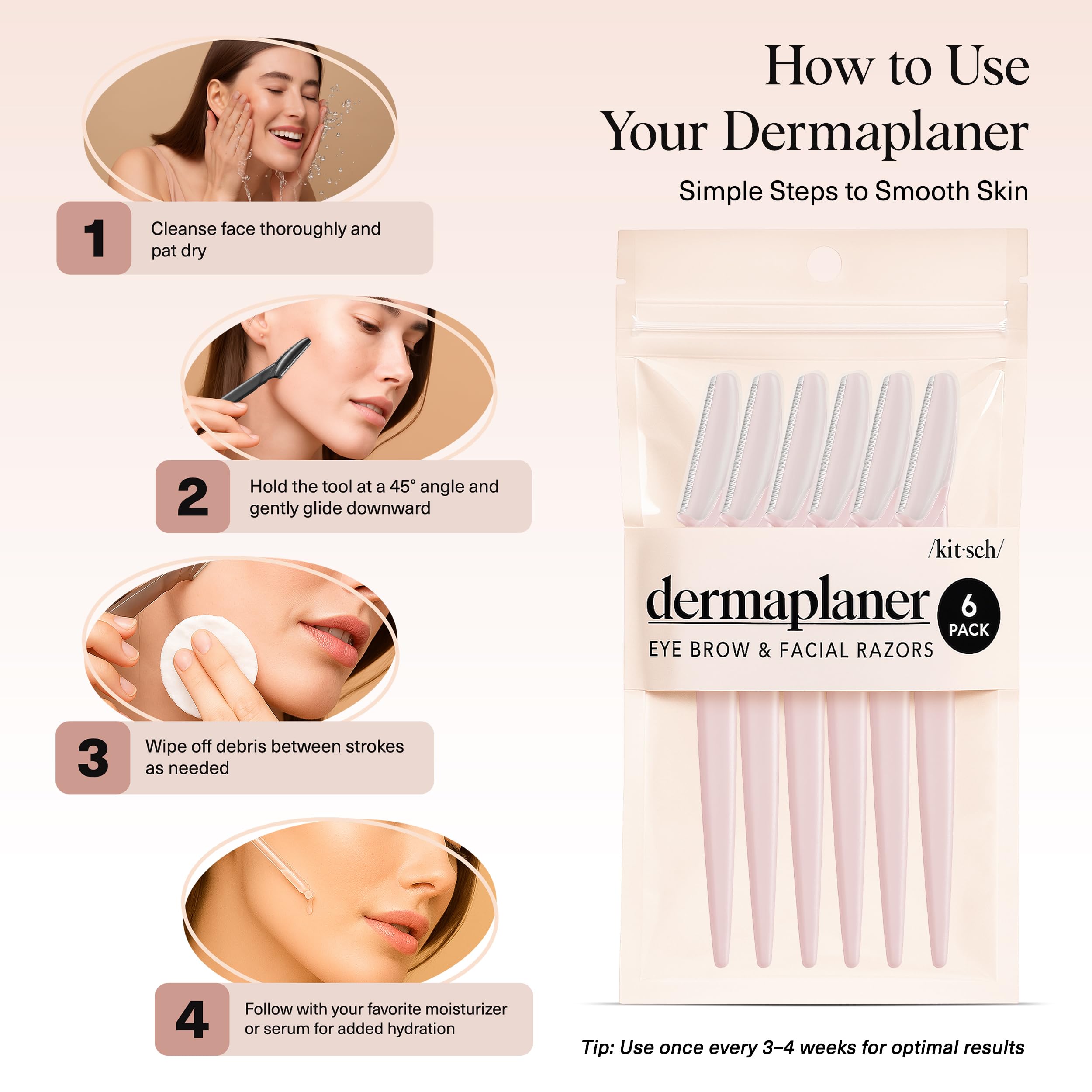 Kitsch Dermaplane Razor for Women Face – Face Razors for Women & Men, Eyebrow Trimmer & Face Shaver – Exfoliating Facial Razor & Skin Care Tool for Smoother Skin - Black, 12 pcs