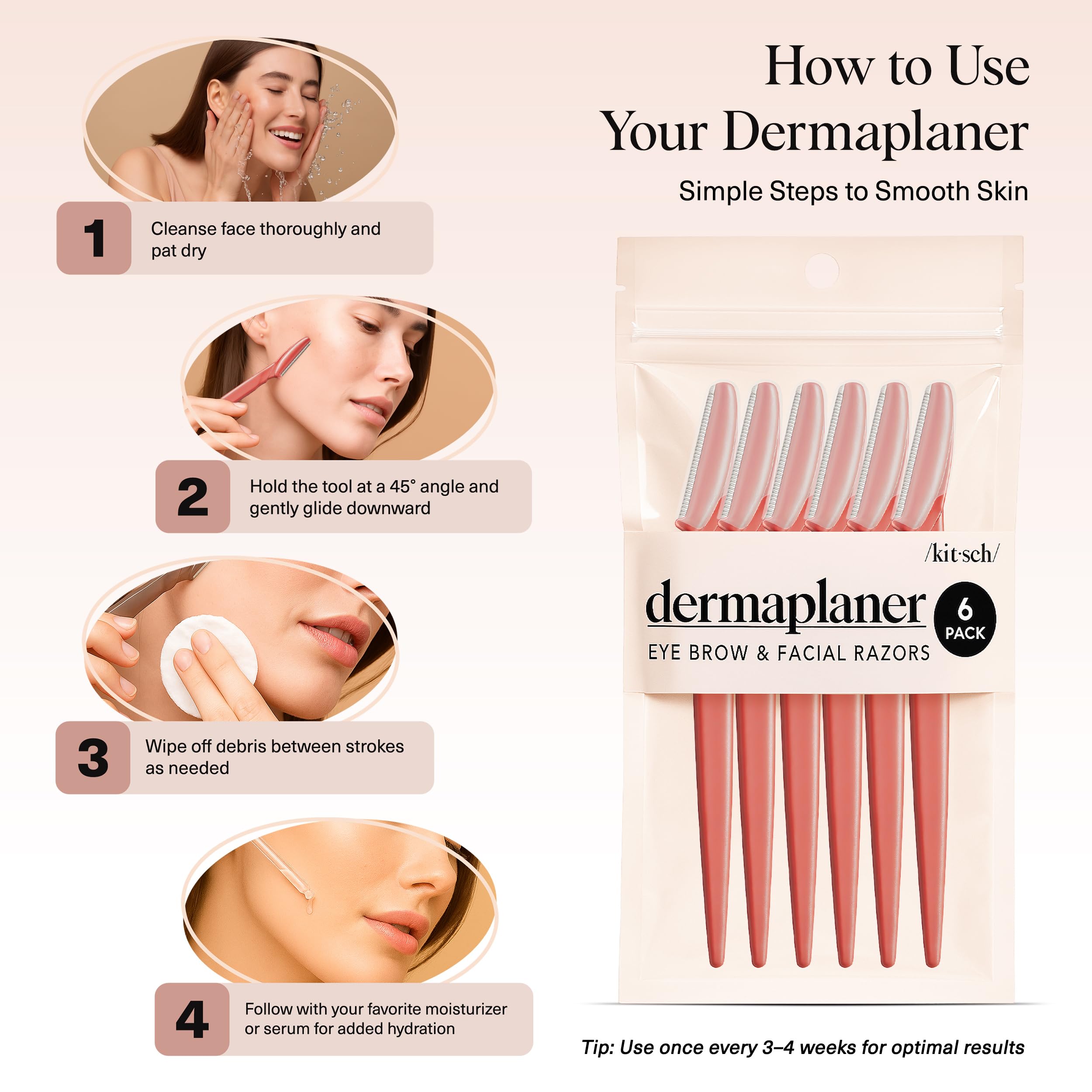 Kitsch Dermaplane Razor for Women Face – Face Razors for Women & Men, Eyebrow Trimmer & Face Shaver – Exfoliating Facial Razor & Skin Care Tool for Smoother Skin - Black, 12 pcs