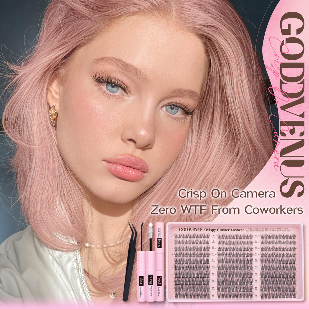 250Pcs Natural Lash Clusters Kit Cluster Eyelash Extensions Kit Wispy DIY C Curl Individual Lashes Clusters With Bottom Eyelashes