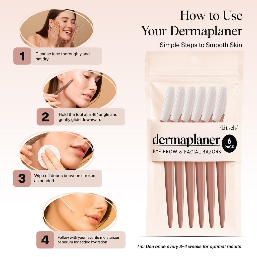 Kitsch Dermaplane Razor for Women Face – Face Razors for Women & Men, Eyebrow Trimmer & Face Shaver – Exfoliating Facial Razor & Skin Care Tool for Smoother Skin - Black, 12 pcs