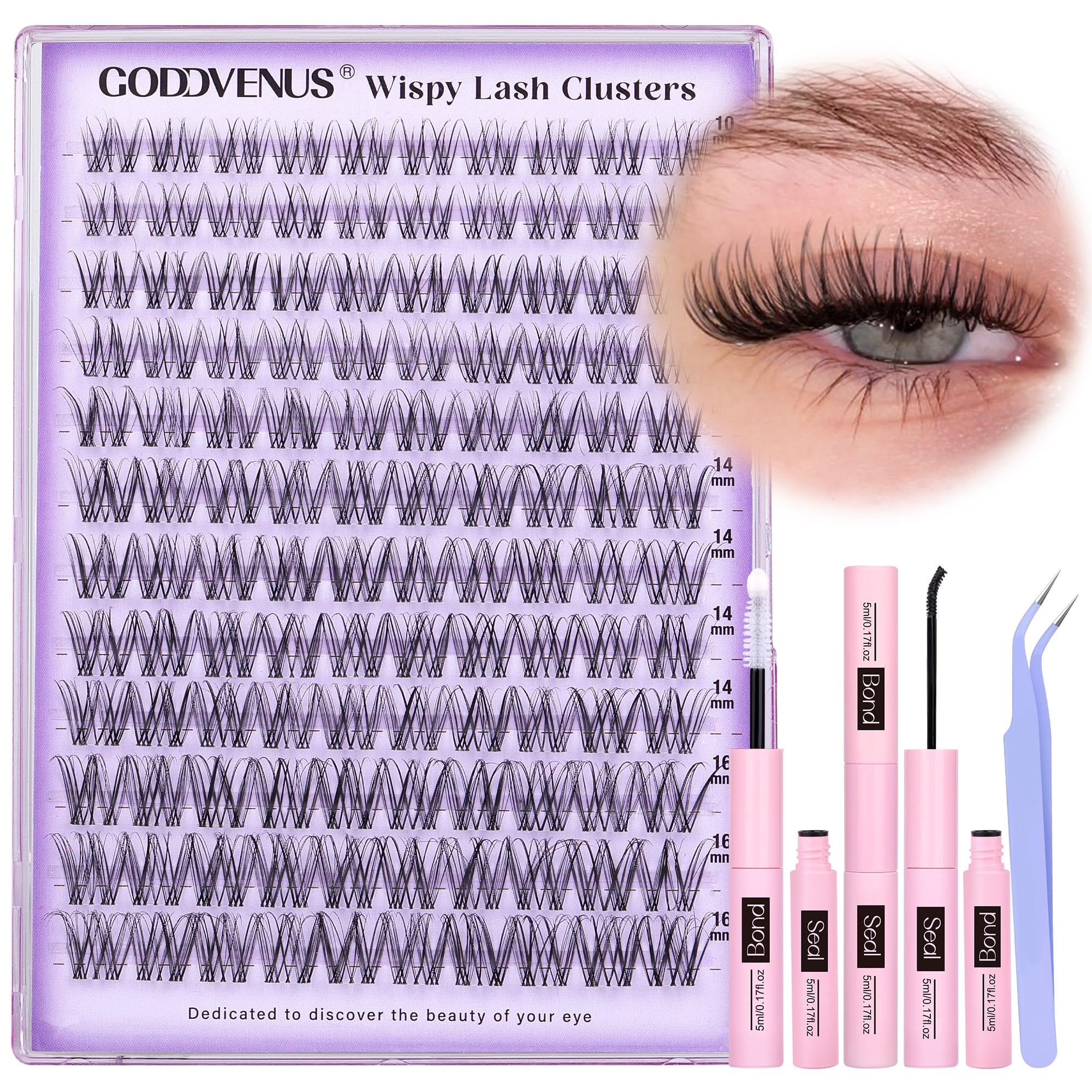 250Pcs Natural Lash Clusters Kit Cluster Eyelash Extensions Kit Wispy DIY C Curl Individual Lashes Clusters With Bottom Eyelashes