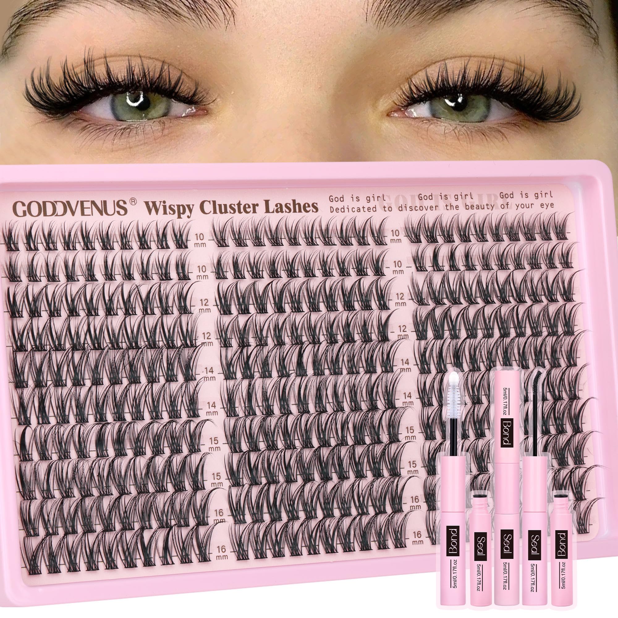 250Pcs Natural Lash Clusters Kit Cluster Eyelash Extensions Kit Wispy DIY C Curl Individual Lashes Clusters With Bottom Eyelashes