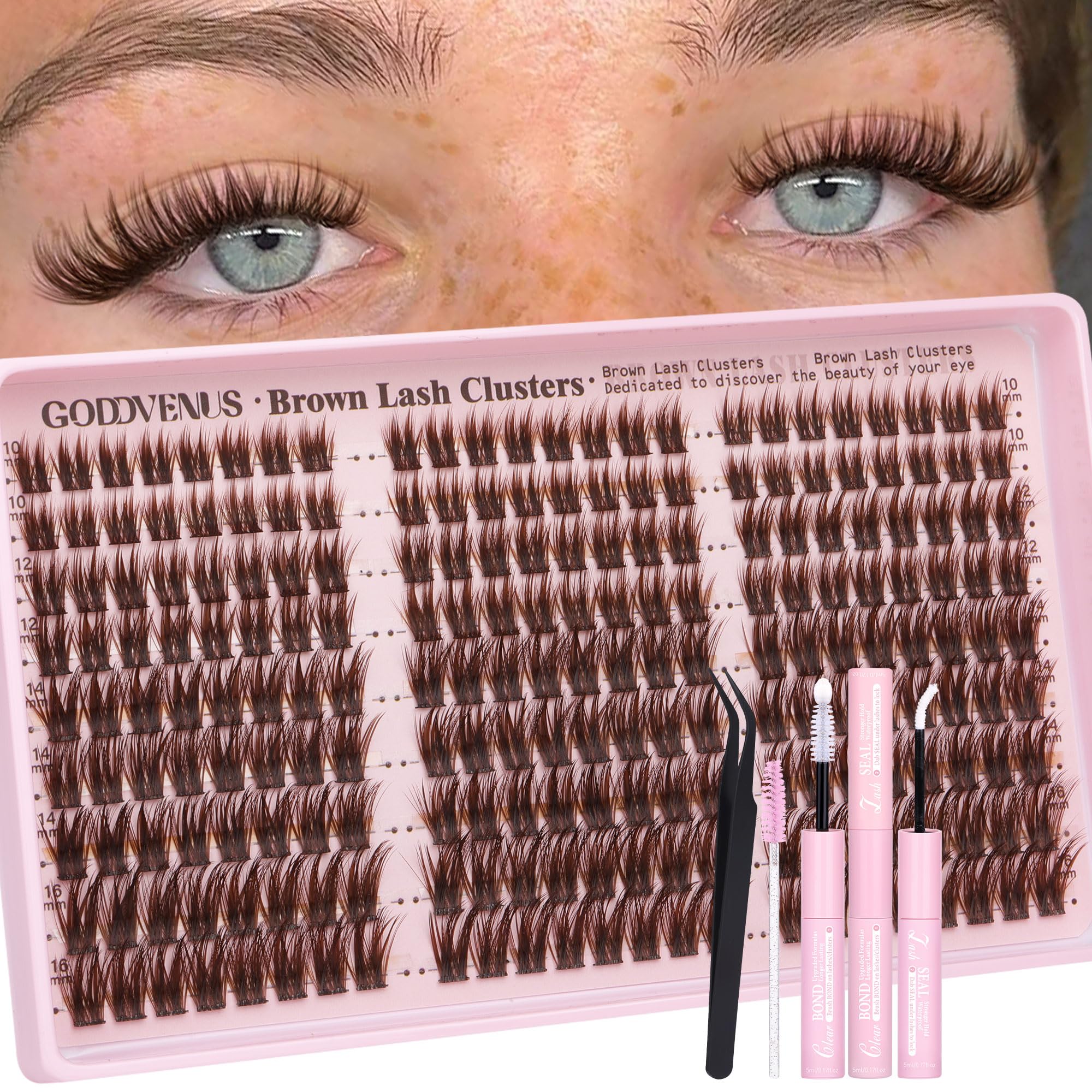 250Pcs Natural Lash Clusters Kit Cluster Eyelash Extensions Kit Wispy DIY C Curl Individual Lashes Clusters With Bottom Eyelashes