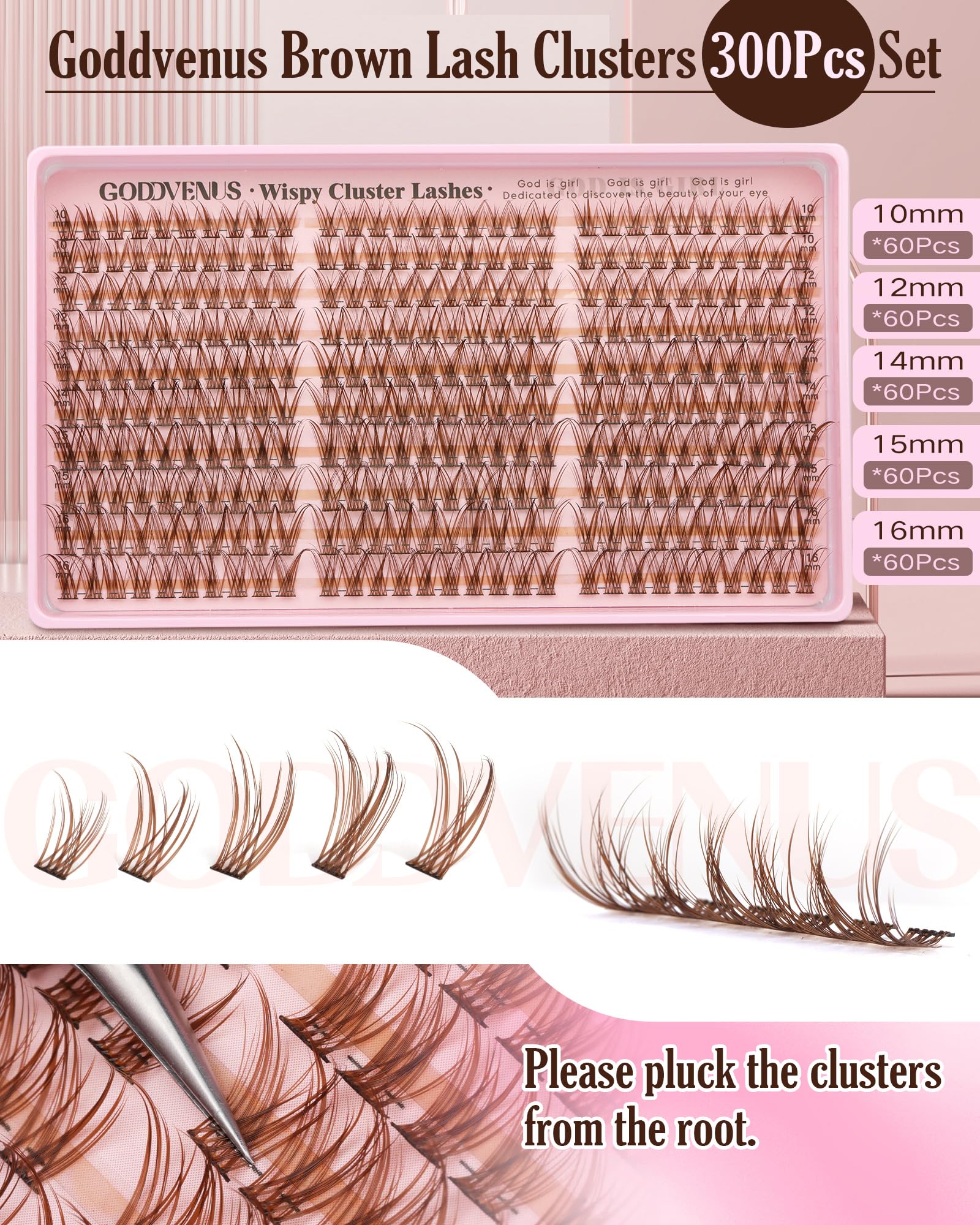 250Pcs Natural Lash Clusters Kit Cluster Eyelash Extensions Kit Wispy DIY C Curl Individual Lashes Clusters With Bottom Eyelashes
