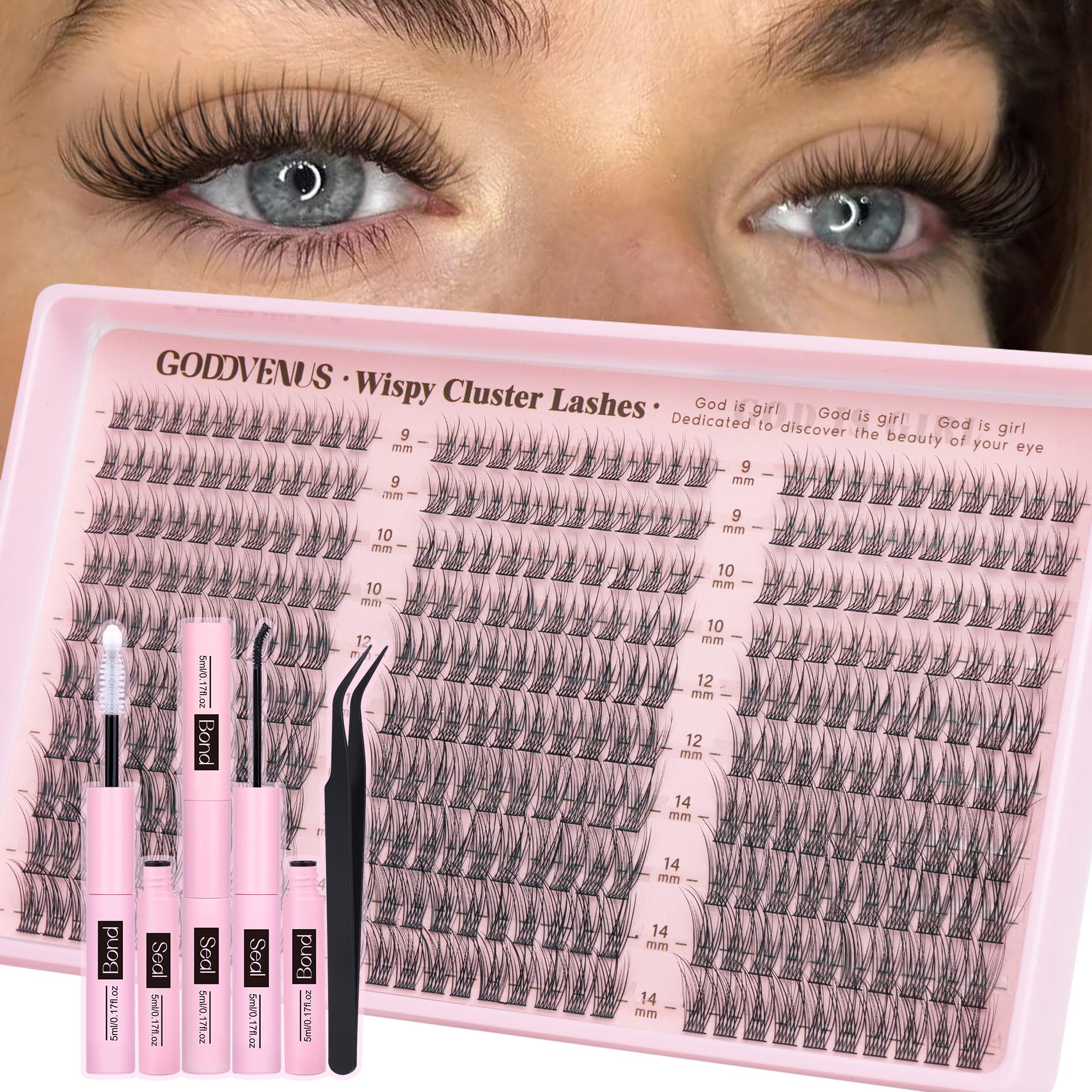 250Pcs Natural Lash Clusters Kit Cluster Eyelash Extensions Kit Wispy DIY C Curl Individual Lashes Clusters With Bottom Eyelashes