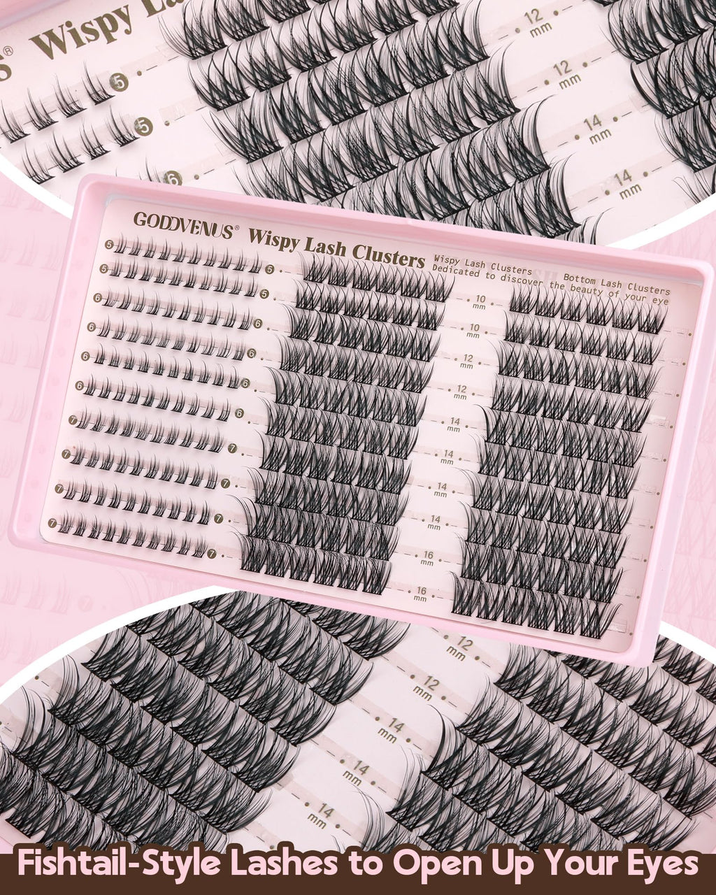 250Pcs Natural Lash Clusters Kit Cluster Eyelash Extensions Kit Wispy DIY C Curl Individual Lashes Clusters With Bottom Eyelashes
