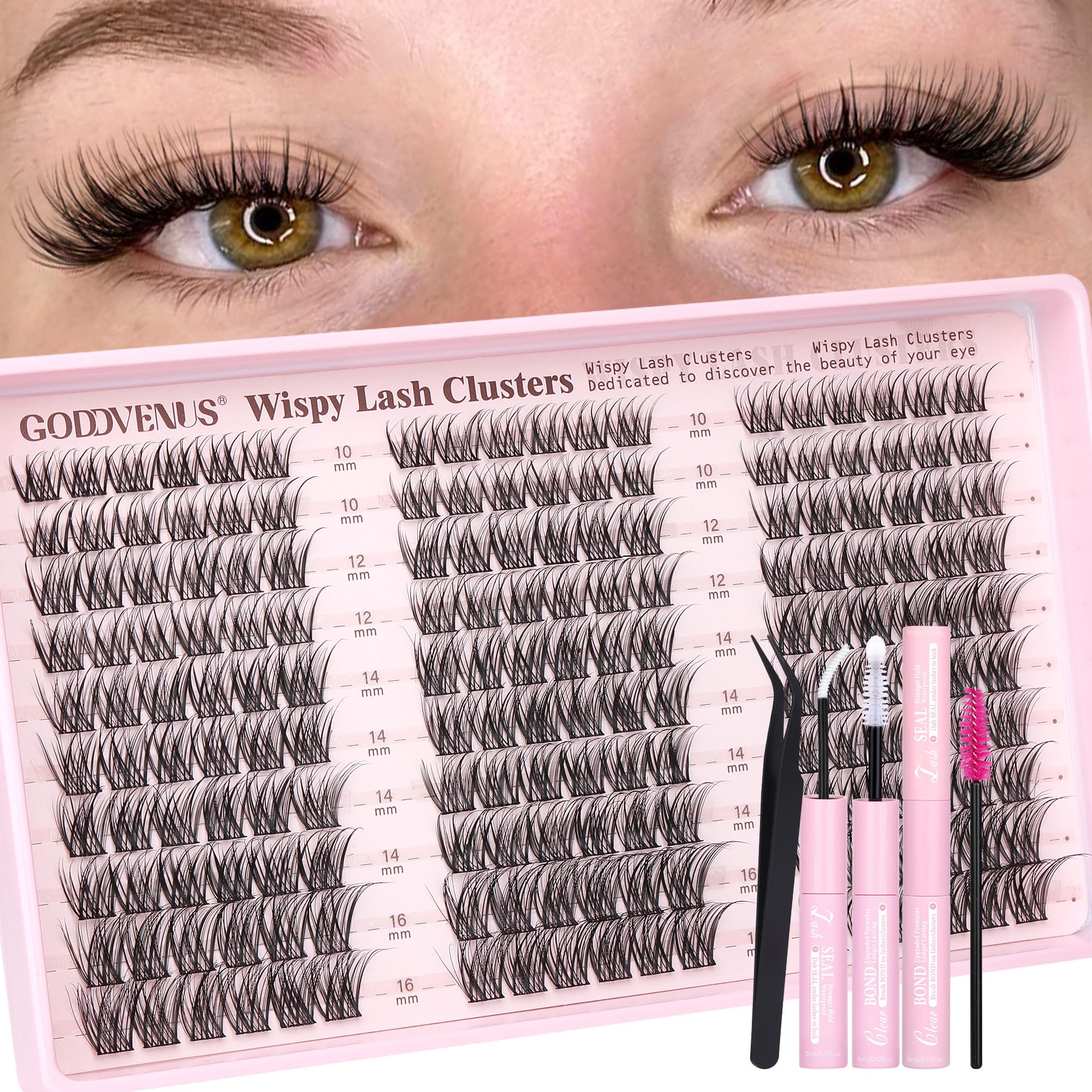 250Pcs Natural Lash Clusters Kit Cluster Eyelash Extensions Kit Wispy DIY C Curl Individual Lashes Clusters With Bottom Eyelashes