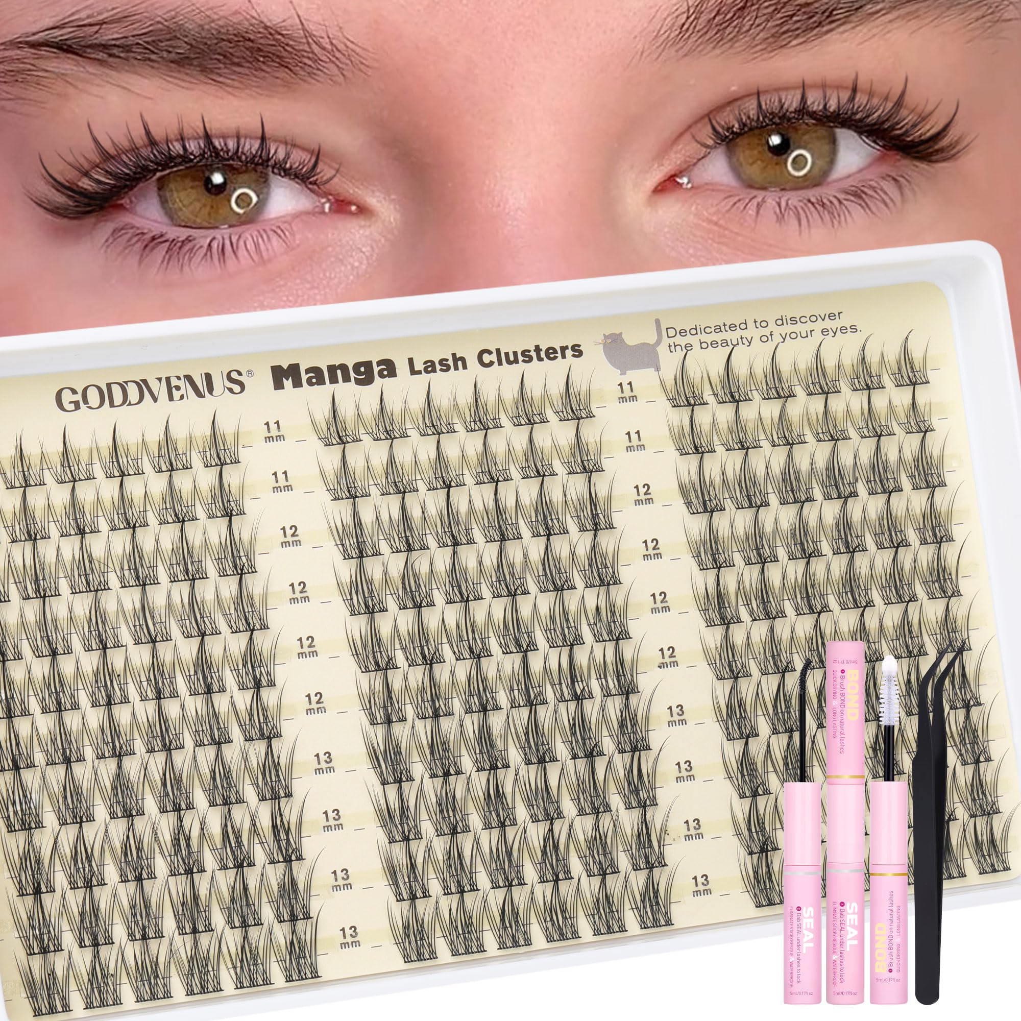 250Pcs Natural Lash Clusters Kit Cluster Eyelash Extensions Kit Wispy DIY C Curl Individual Lashes Clusters With Bottom Eyelashes