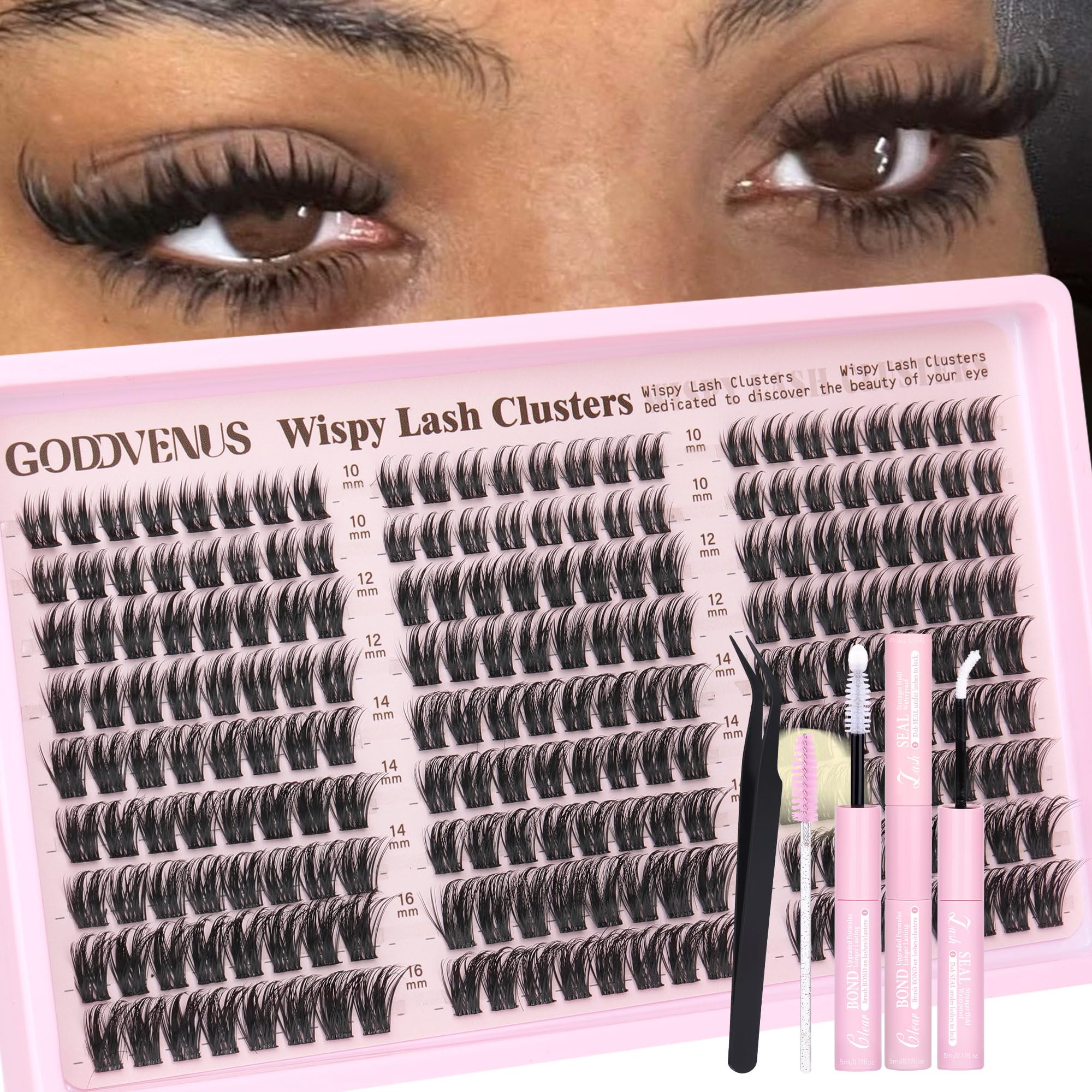 250Pcs Natural Lash Clusters Kit Cluster Eyelash Extensions Kit Wispy DIY C Curl Individual Lashes Clusters With Bottom Eyelashes