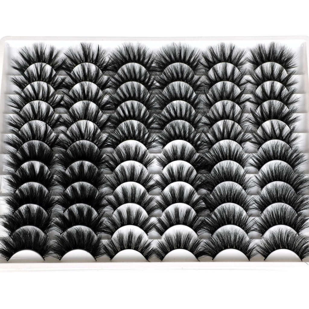 30 Pairs 20MM False Eyelashes Wholesale 6 Styles Mixed Lashes 8D Fluffier Volume Dramatic Faux Mink Eyelashes Thick Full Strip Lashes Pack