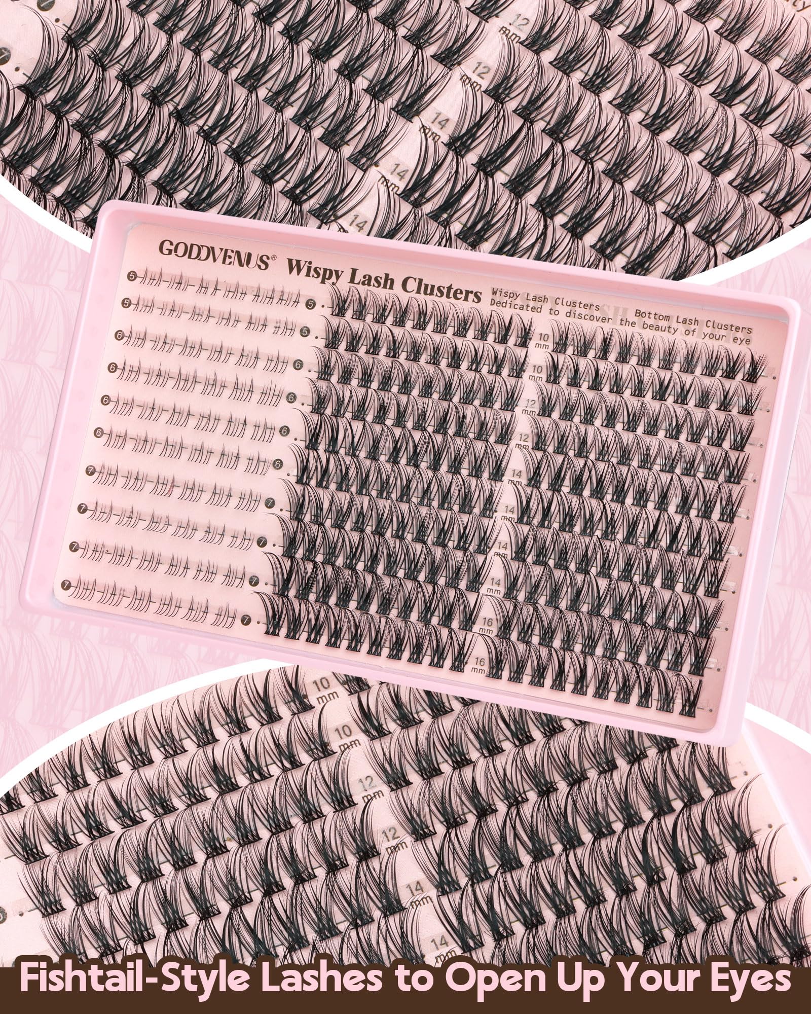 250Pcs Natural Lash Clusters Kit Cluster Eyelash Extensions Kit Wispy DIY C Curl Individual Lashes Clusters With Bottom Eyelashes