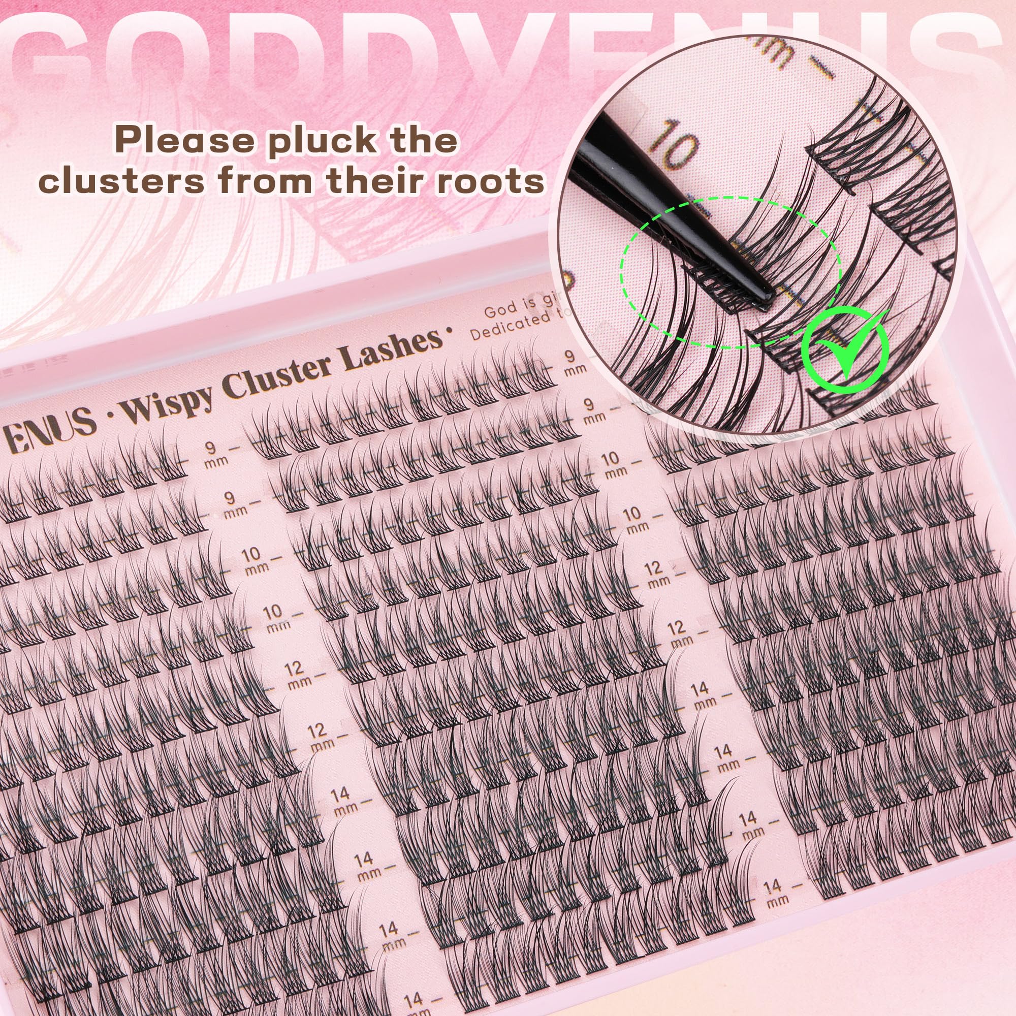 250Pcs Natural Lash Clusters Kit Cluster Eyelash Extensions Kit Wispy DIY C Curl Individual Lashes Clusters With Bottom Eyelashes