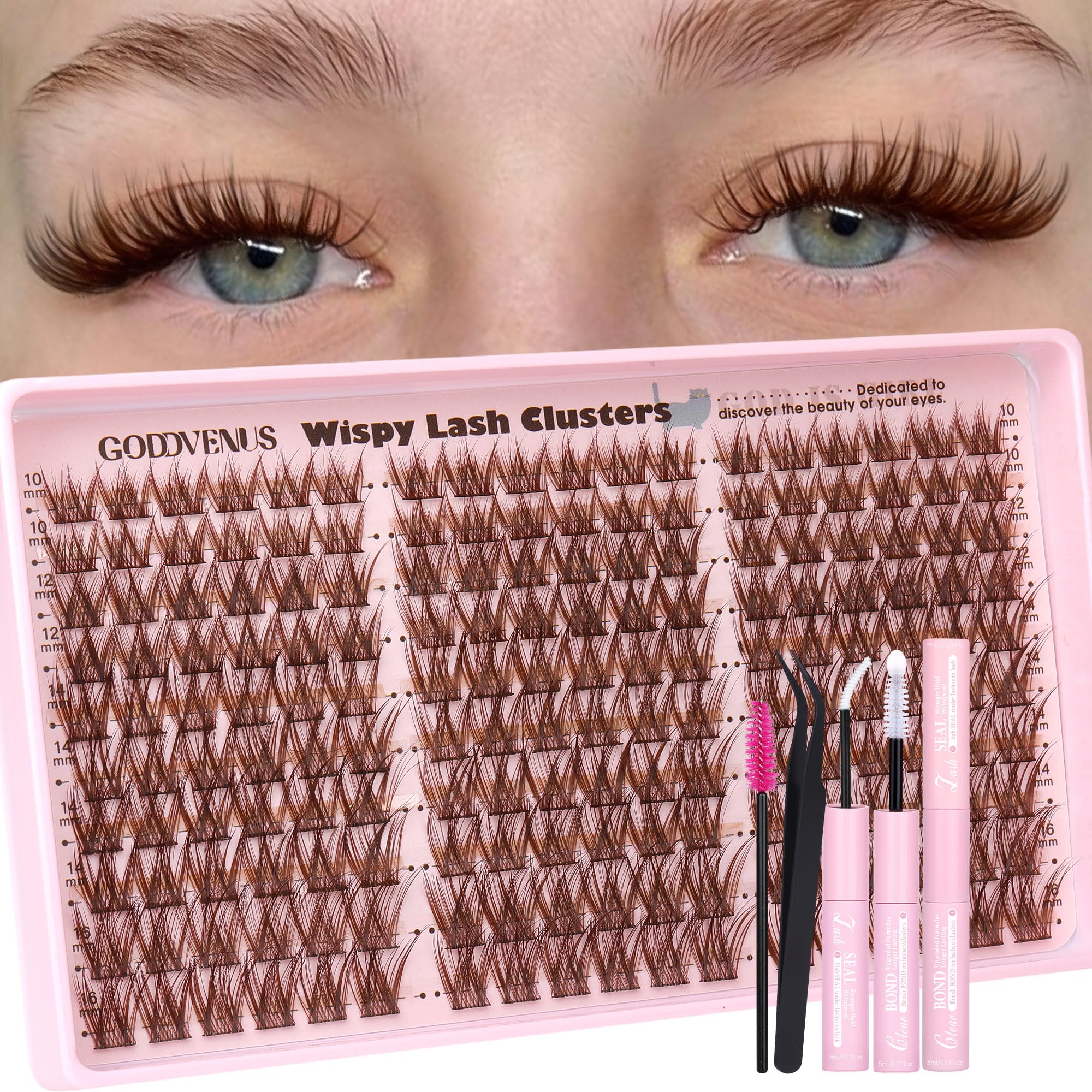 250Pcs Natural Lash Clusters Kit Cluster Eyelash Extensions Kit Wispy DIY C Curl Individual Lashes Clusters With Bottom Eyelashes
