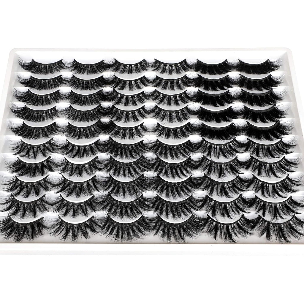 30 Pairs 20MM False Eyelashes Wholesale 6 Styles Mixed Lashes 8D Fluffier Volume Dramatic Faux Mink Eyelashes Thick Full Strip Lashes Pack