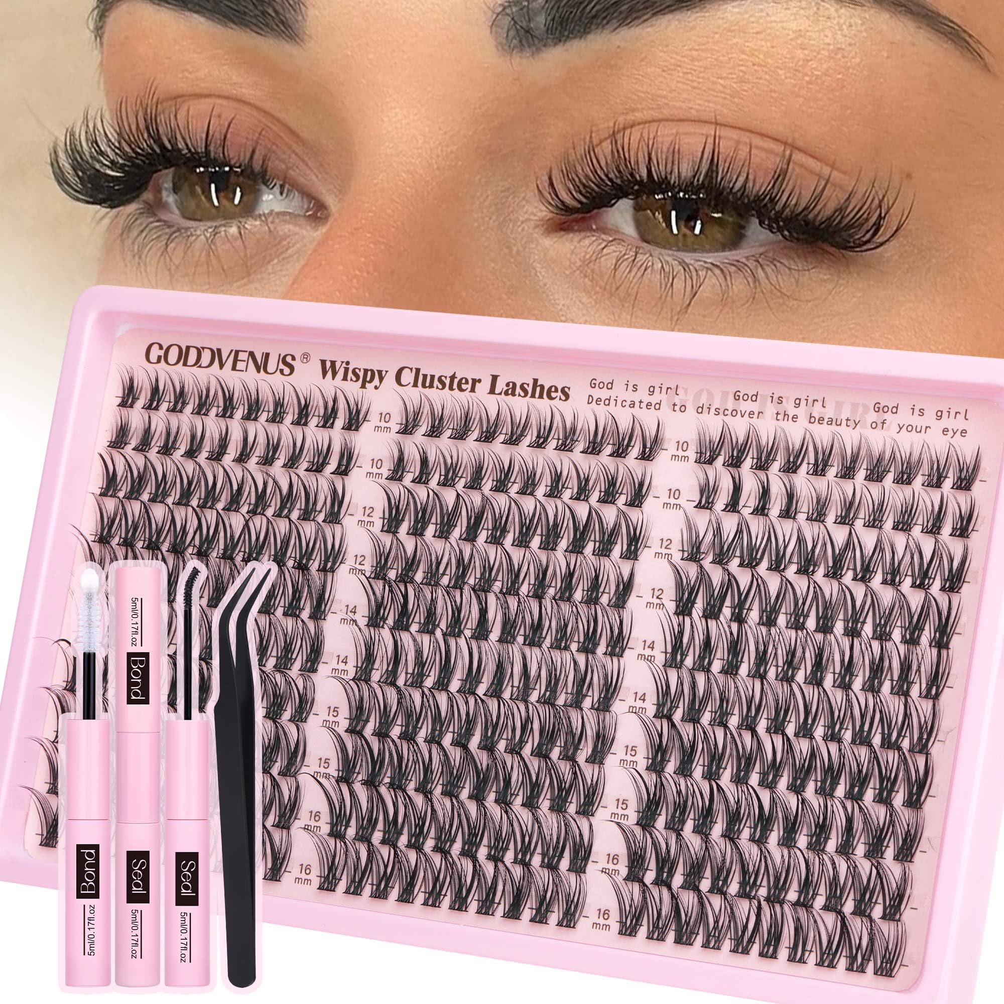 250Pcs Natural Lash Clusters Kit Cluster Eyelash Extensions Kit Wispy DIY C Curl Individual Lashes Clusters With Bottom Eyelashes